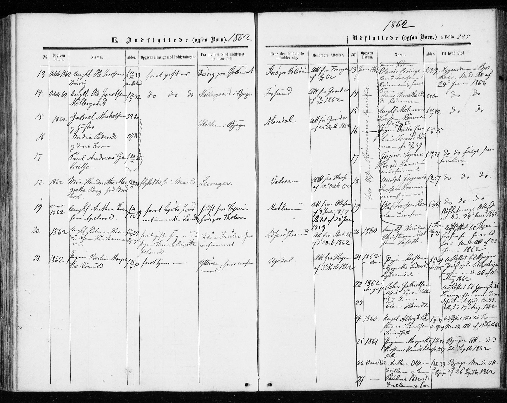 Ministerialprotokoller, klokkerbøker og fødselsregistre - Sør-Trøndelag, SAT/A-1456/655/L0678: Parish register (official) no. 655A07, 1861-1873, p. 225