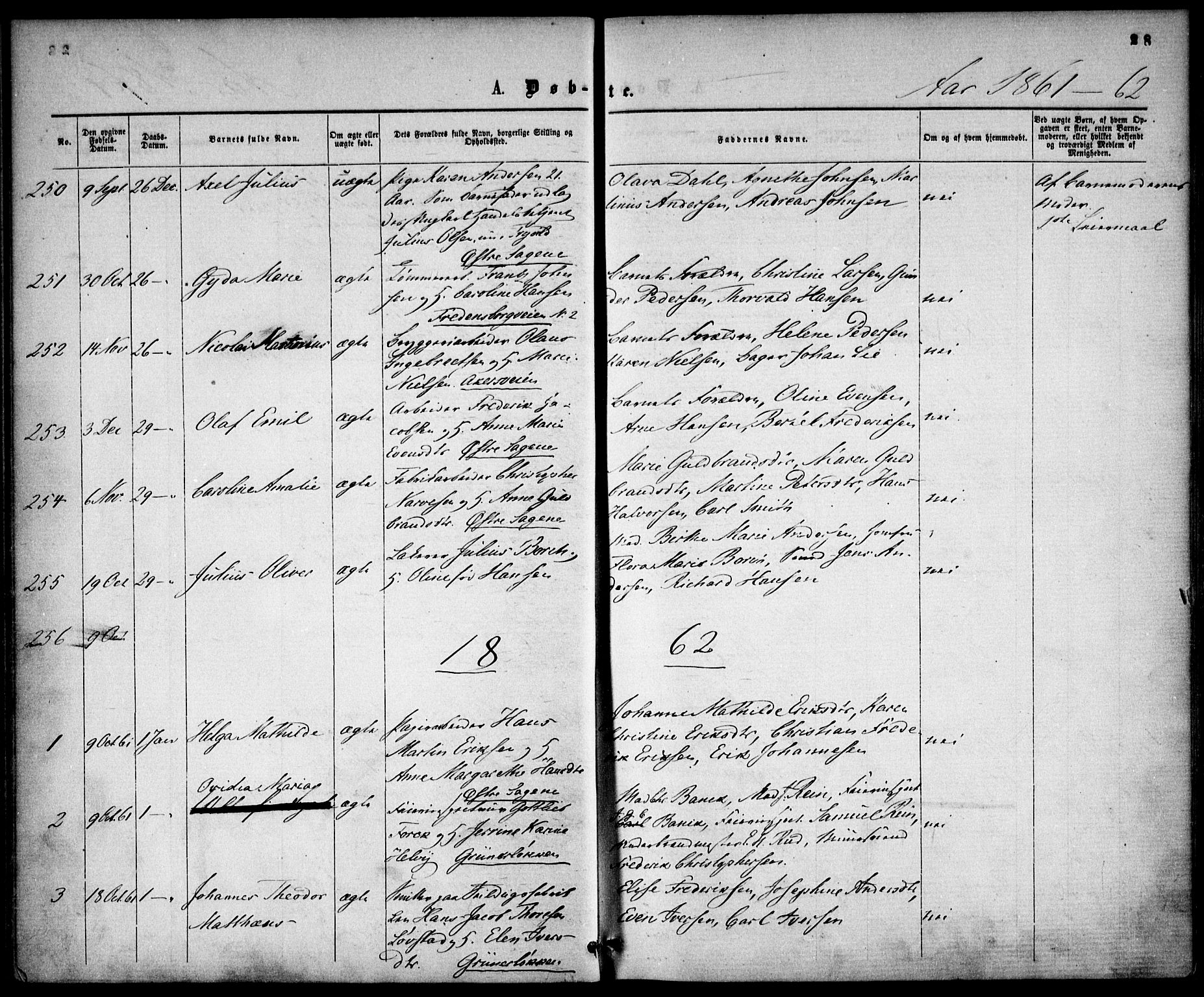 Gamle Aker prestekontor Kirkebøker, SAO/A-10617a/F/L0001: Parish register (official) no. 1, 1861-1865, p. 28