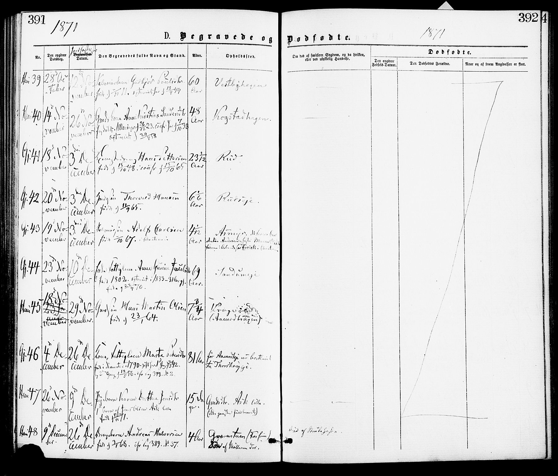 Gjerdrum prestekontor Kirkebøker, AV/SAO-A-10412b/F/Fa/L0008: Parish register (official) no. I 8, 1867-1880, p. 391-392