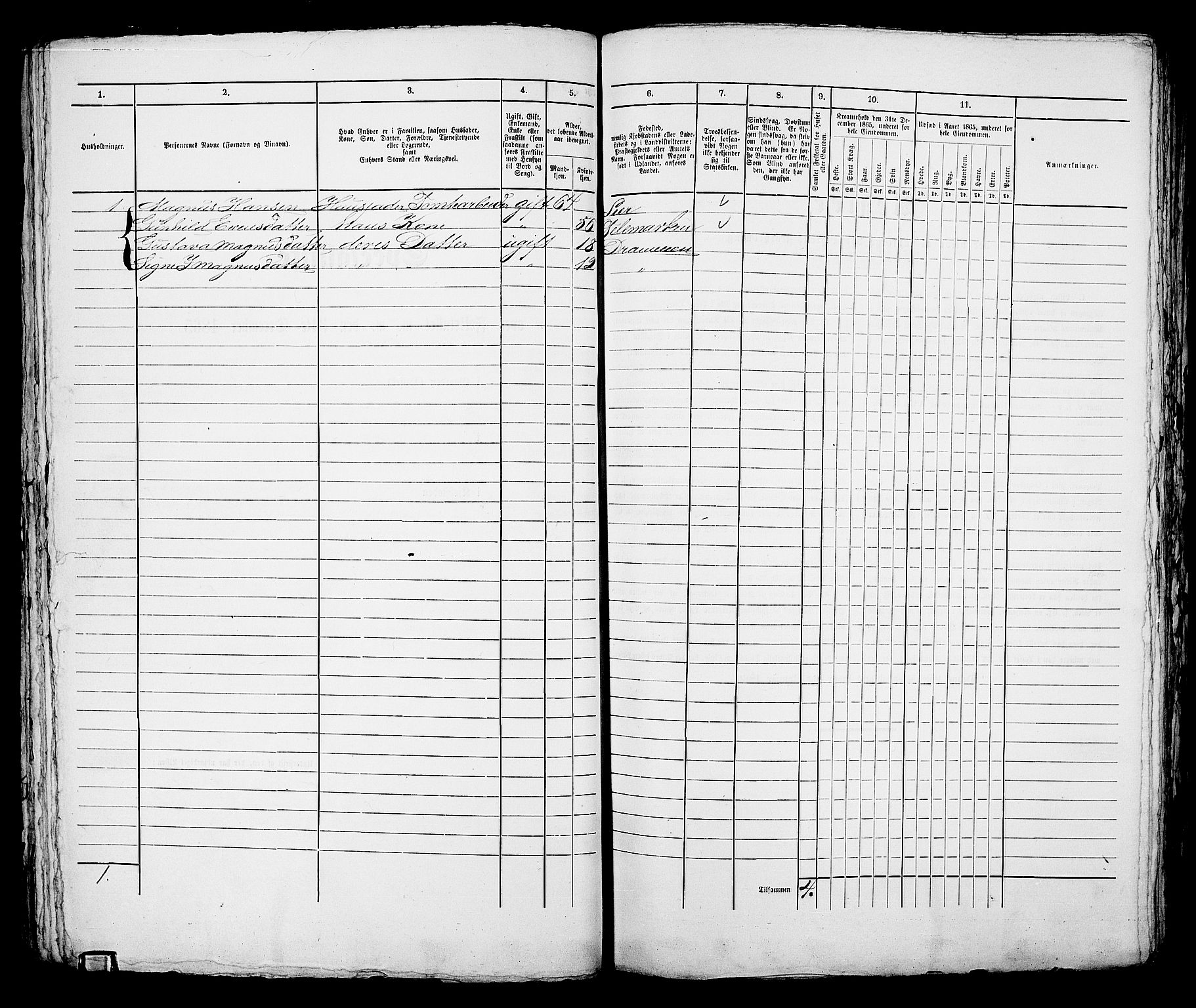 RA, 1865 census for Bragernes in Drammen, 1865, p. 180