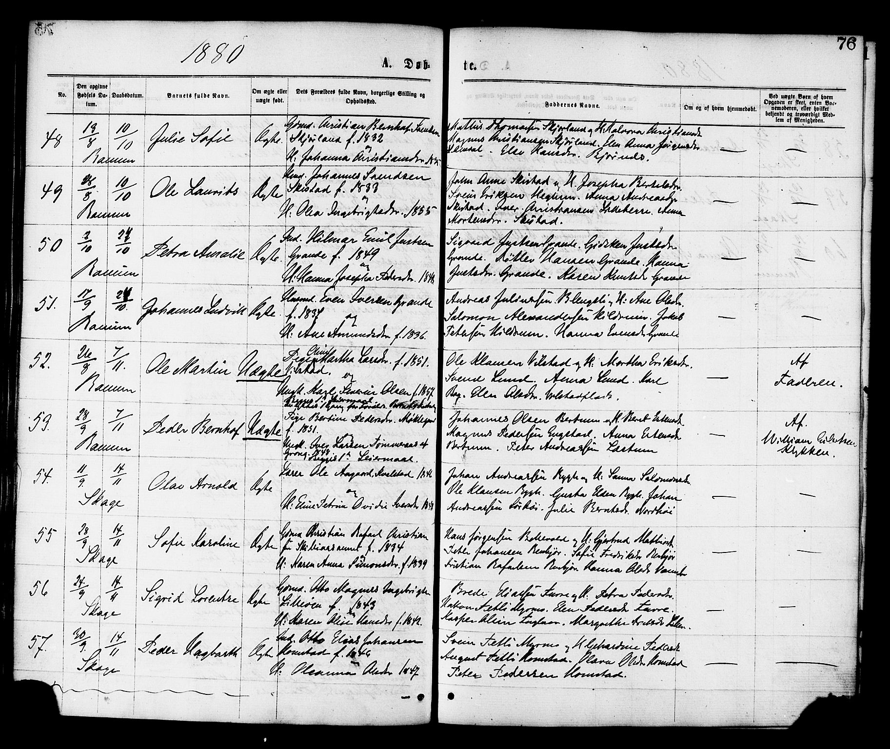 Ministerialprotokoller, klokkerbøker og fødselsregistre - Nord-Trøndelag, AV/SAT-A-1458/764/L0554: Parish register (official) no. 764A09, 1867-1880, p. 76