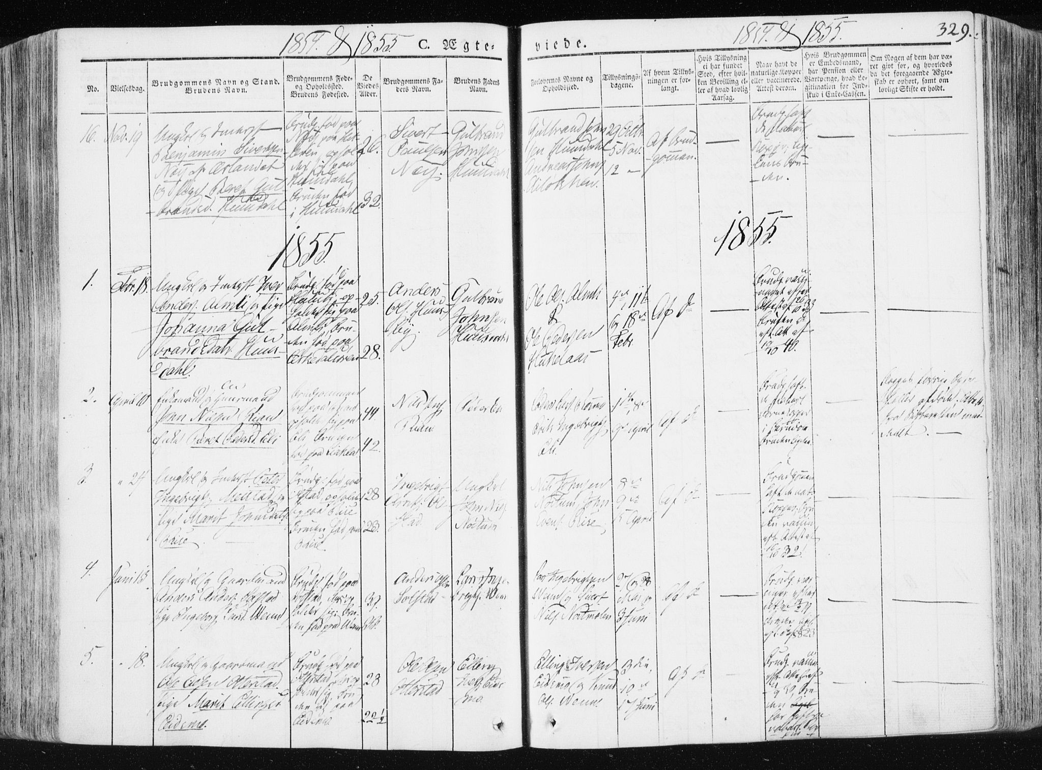 Ministerialprotokoller, klokkerbøker og fødselsregistre - Sør-Trøndelag, SAT/A-1456/665/L0771: Parish register (official) no. 665A06, 1830-1856, p. 329