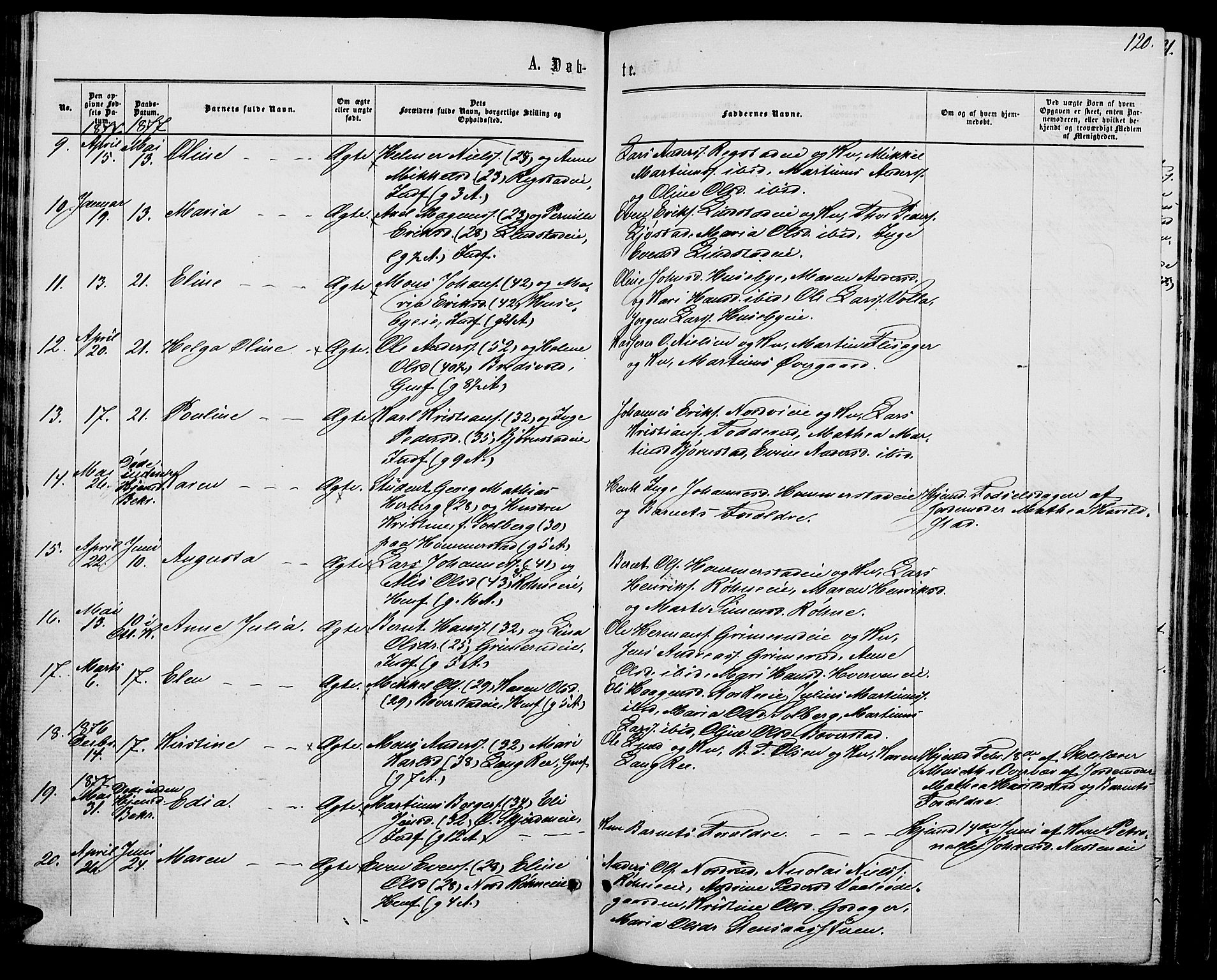 Stange prestekontor, AV/SAH-PREST-002/L/L0006: Parish register (copy) no. 6, 1864-1882, p. 120