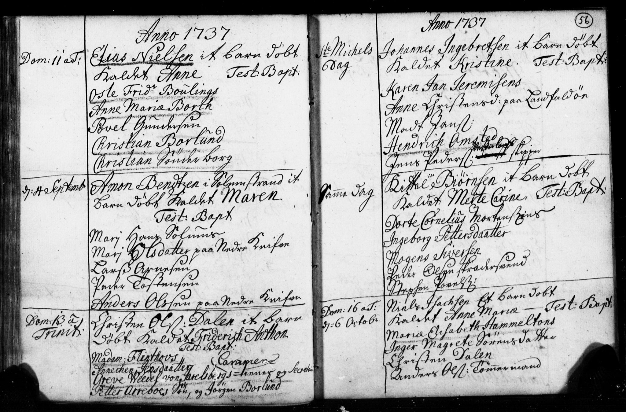 Strømsø kirkebøker, AV/SAKO-A-246/F/Fb/L0001: Parish register (official) no. II 1, 1725-1737, p. 56