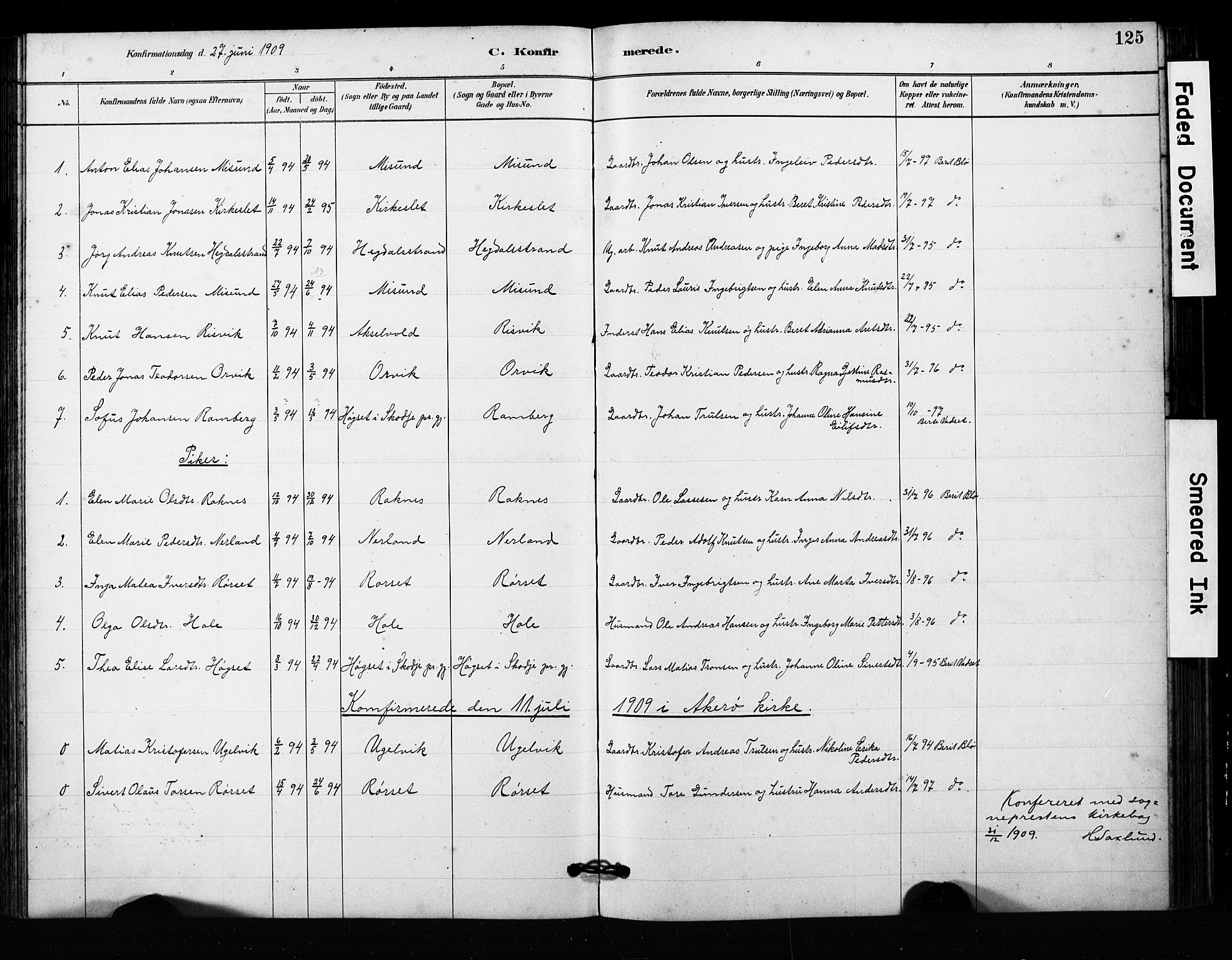 Ministerialprotokoller, klokkerbøker og fødselsregistre - Møre og Romsdal, AV/SAT-A-1454/563/L0737: Parish register (copy) no. 563C01, 1878-1916, p. 125