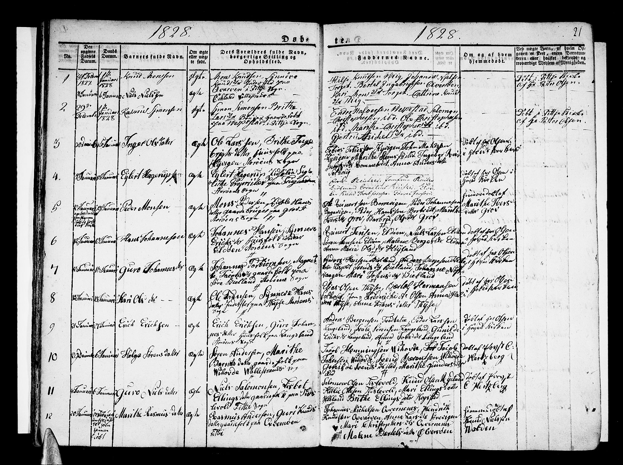 Stord sokneprestembete, AV/SAB-A-78201/H/Haa: Parish register (official) no. A 6, 1826-1840, p. 21