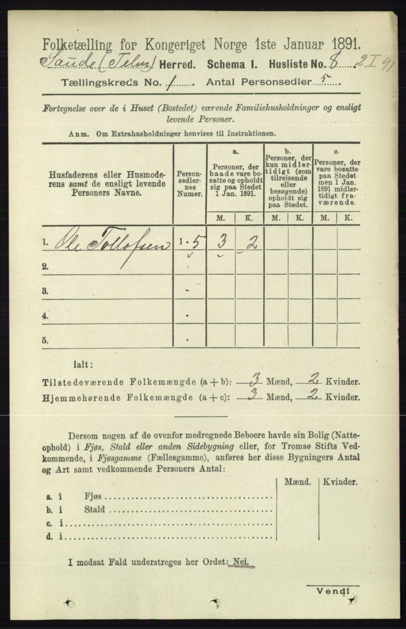 RA, 1891 census for 0822 Sauherad, 1891, p. 41