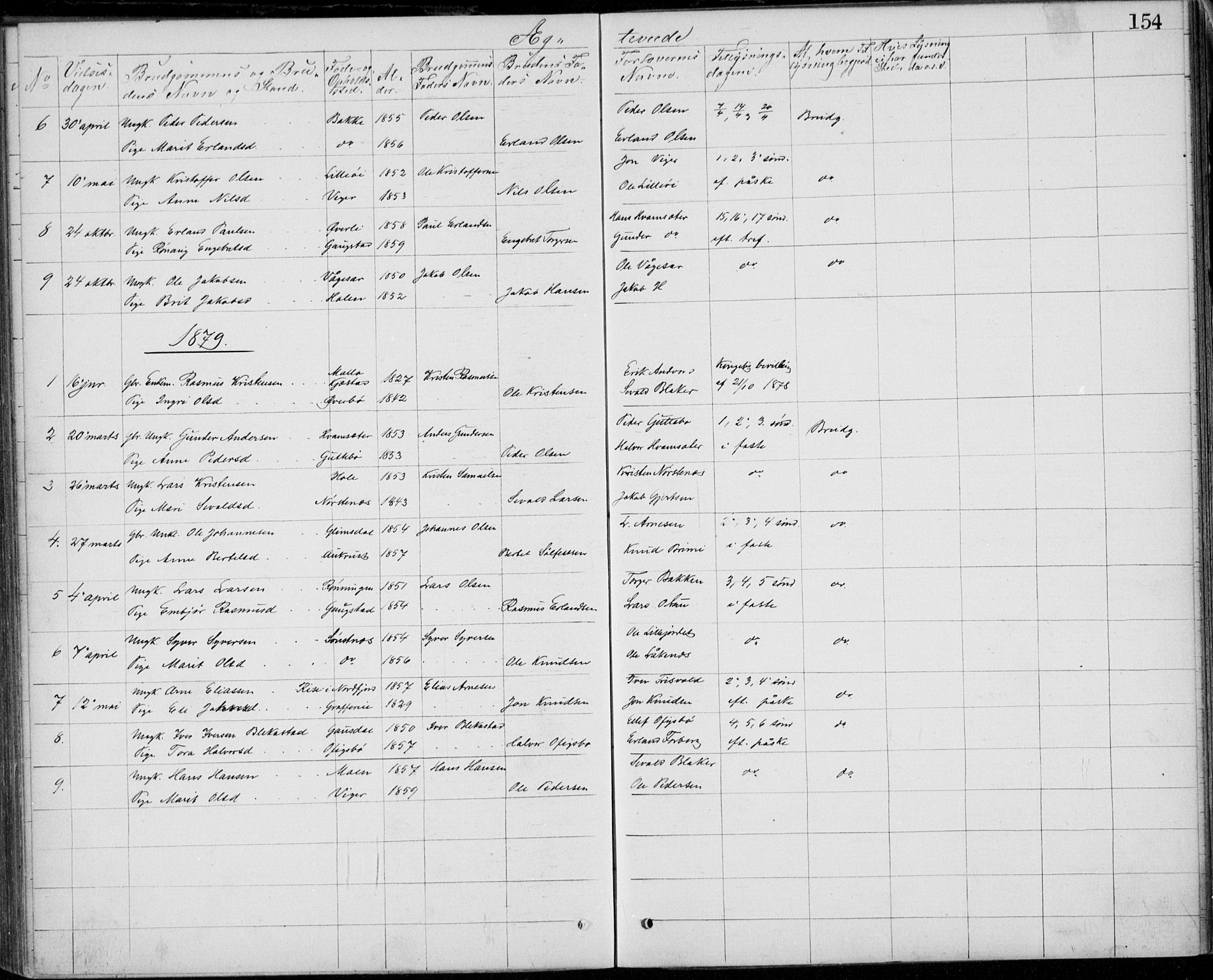 Lom prestekontor, SAH/PREST-070/L/L0013: Parish register (copy) no. 13, 1874-1938, p. 154