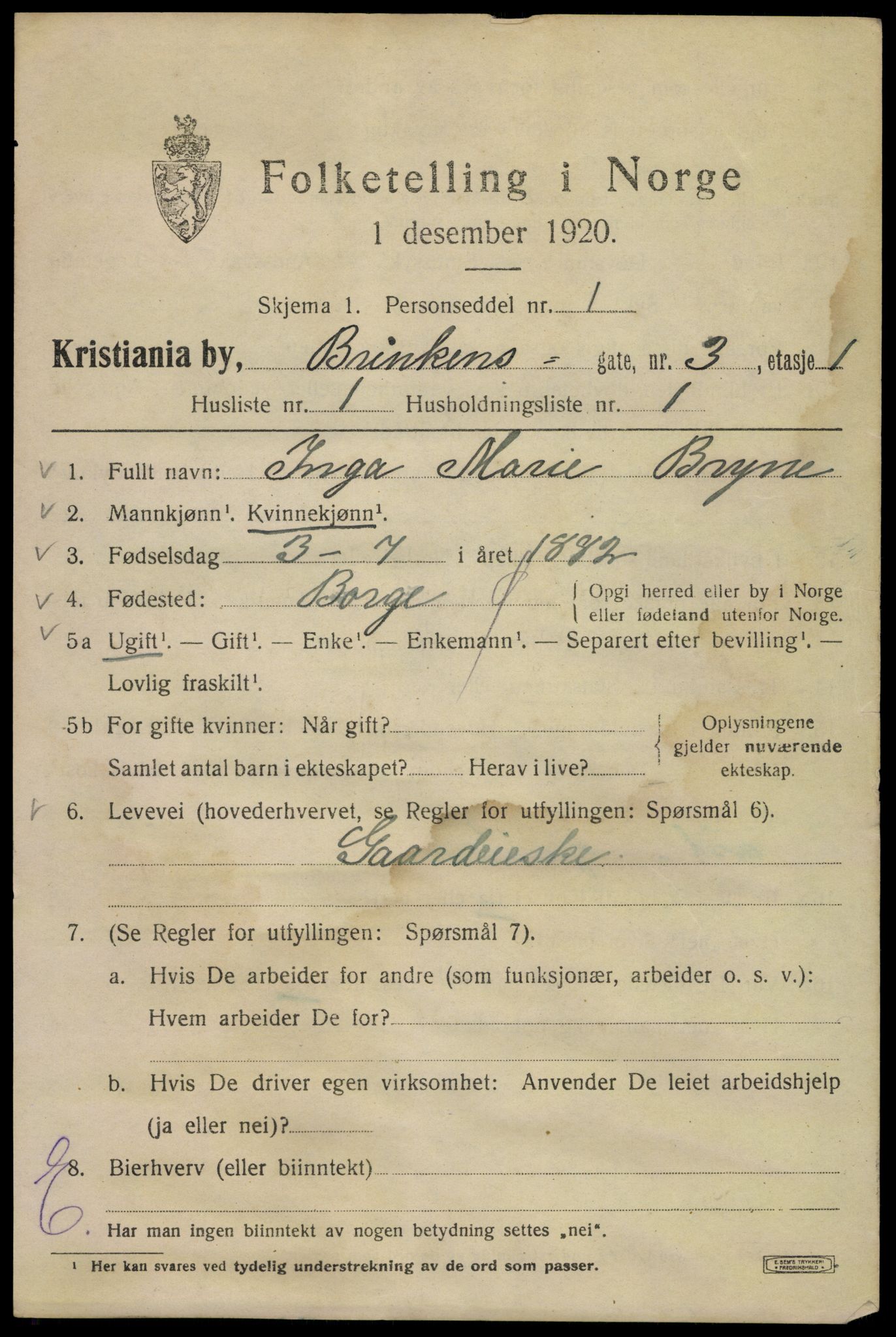 SAO, 1920 census for Kristiania, 1920, p. 171789