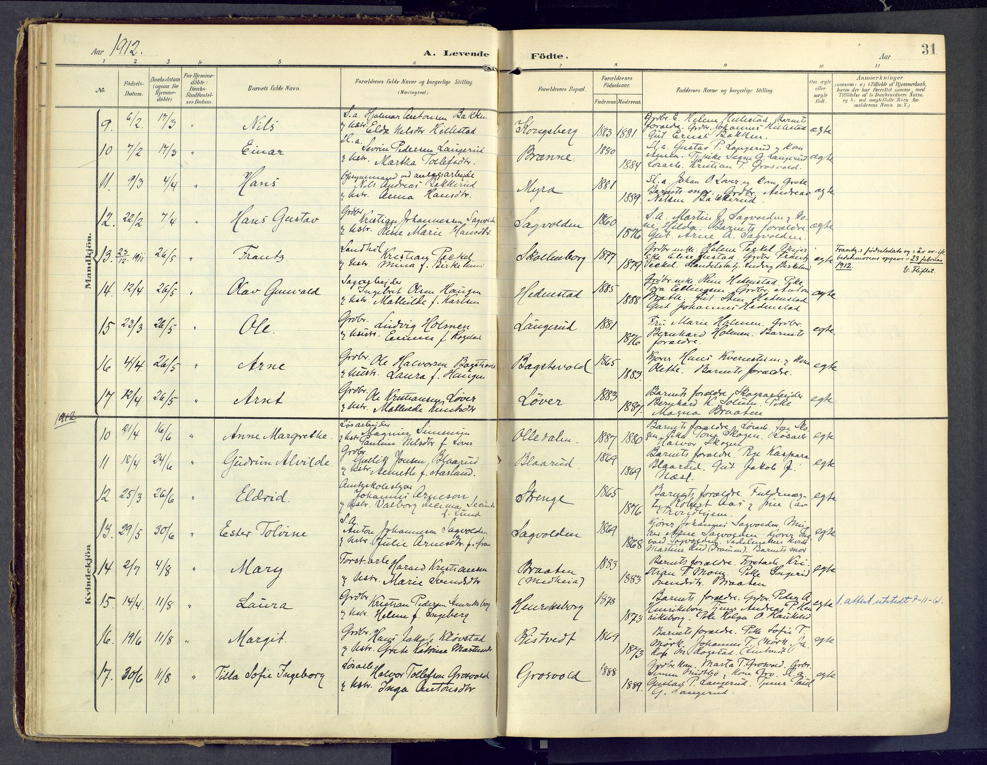 Sandsvær kirkebøker, AV/SAKO-A-244/F/Fd/L0002: Parish register (official) no. IV 2, 1906-1943, p. 31