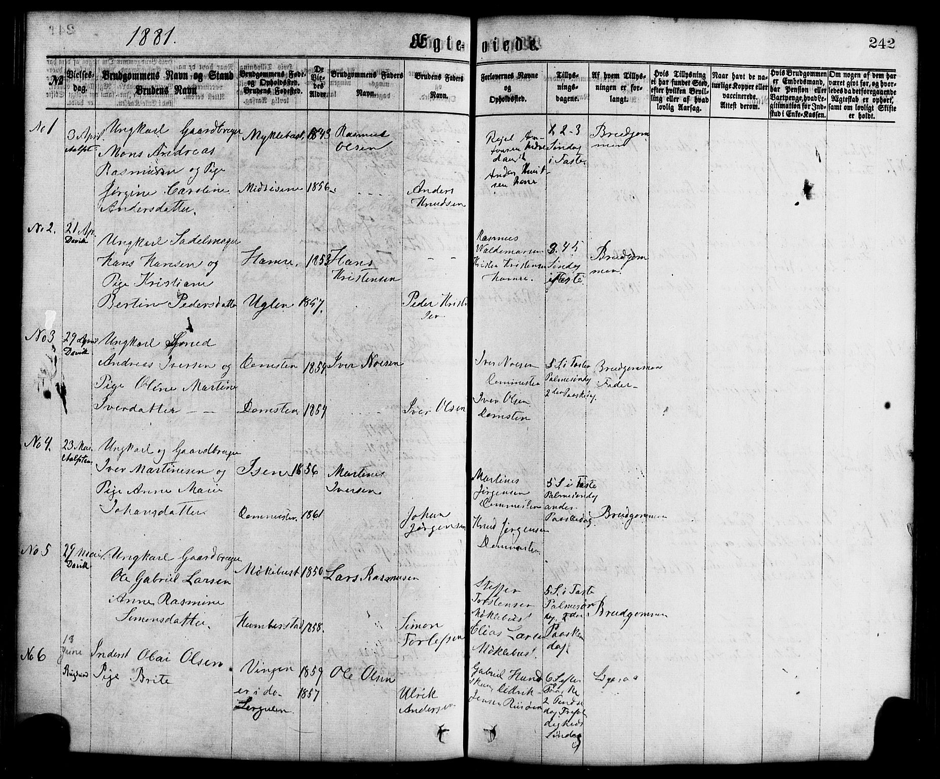 Davik sokneprestembete, AV/SAB-A-79701/H/Haa/Haaa/L0006: Parish register (official) no. A 6, 1867-1881, p. 242