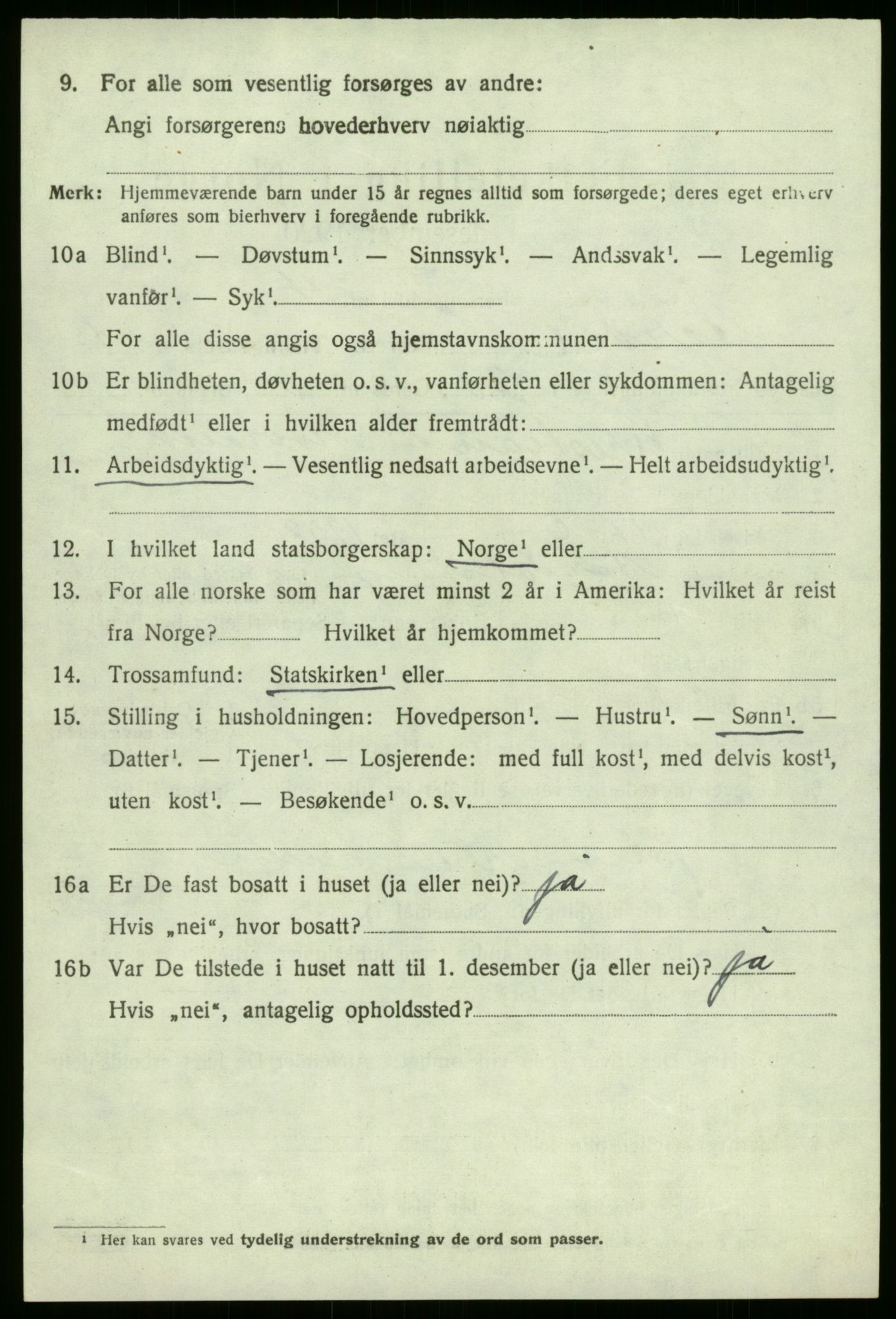 SAB, 1920 census for Årdal, 1920, p. 858