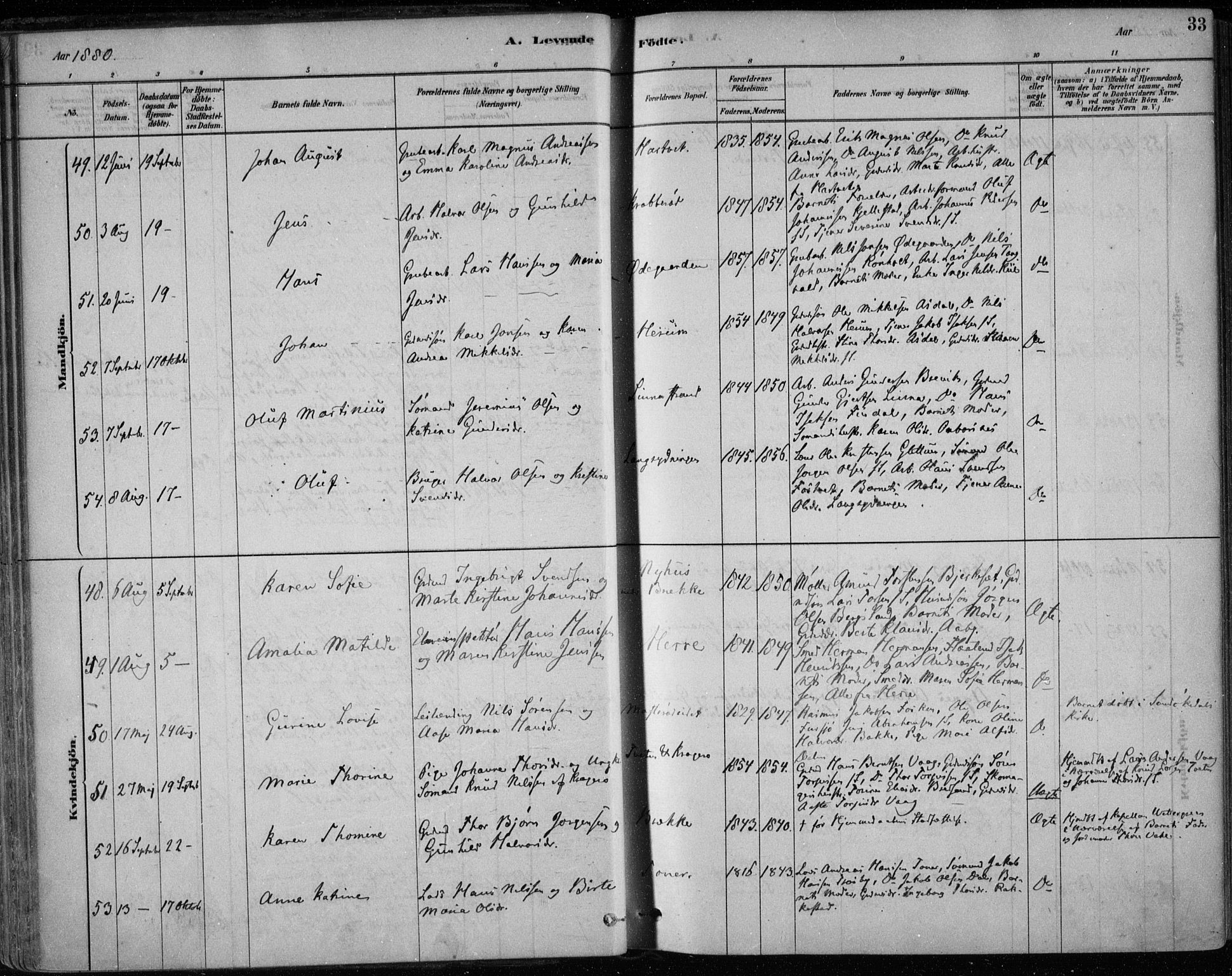 Bamble kirkebøker, AV/SAKO-A-253/F/Fa/L0007: Parish register (official) no. I 7, 1878-1888, p. 33