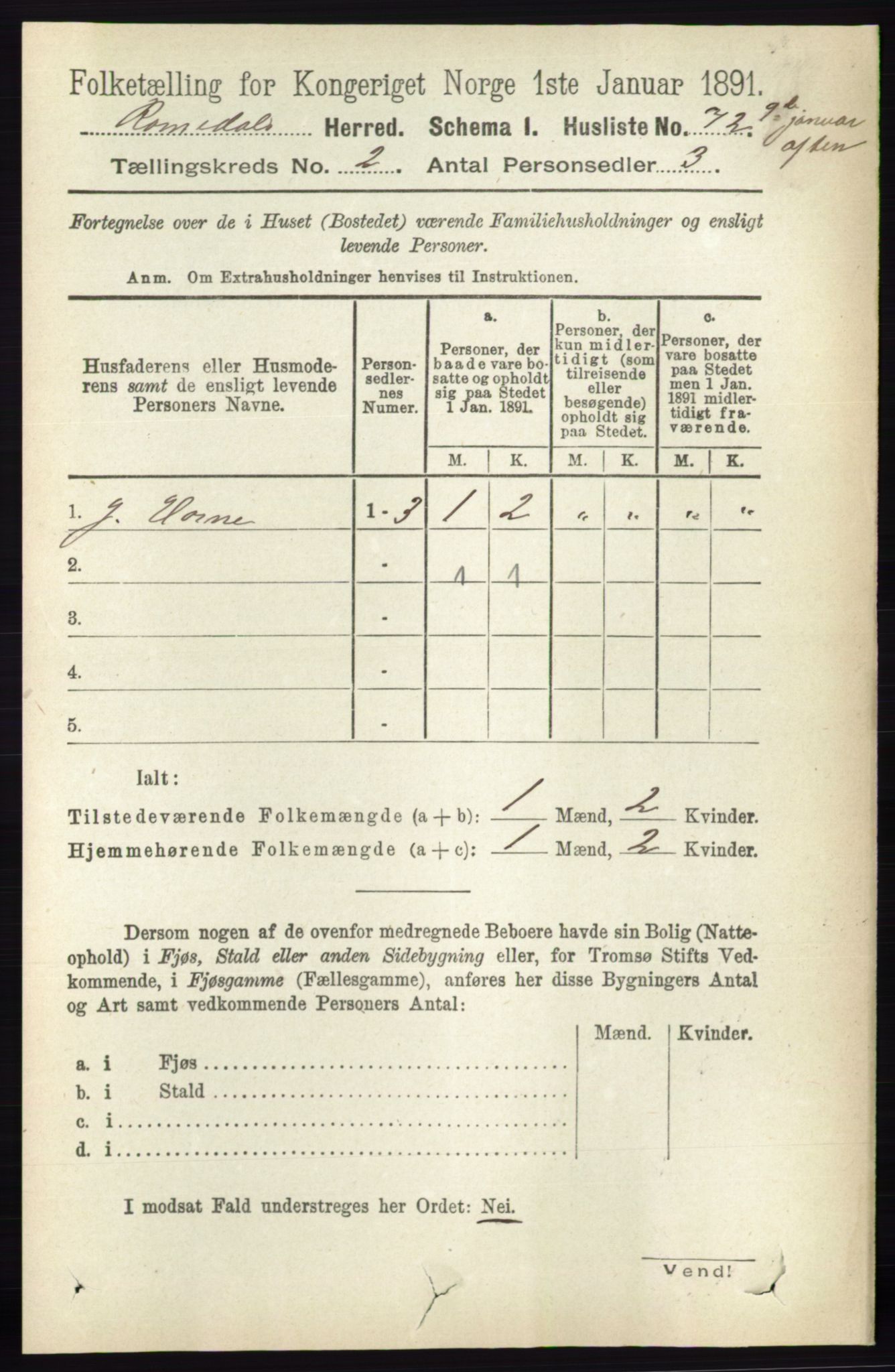 RA, 1891 census for 0416 Romedal, 1891, p. 840