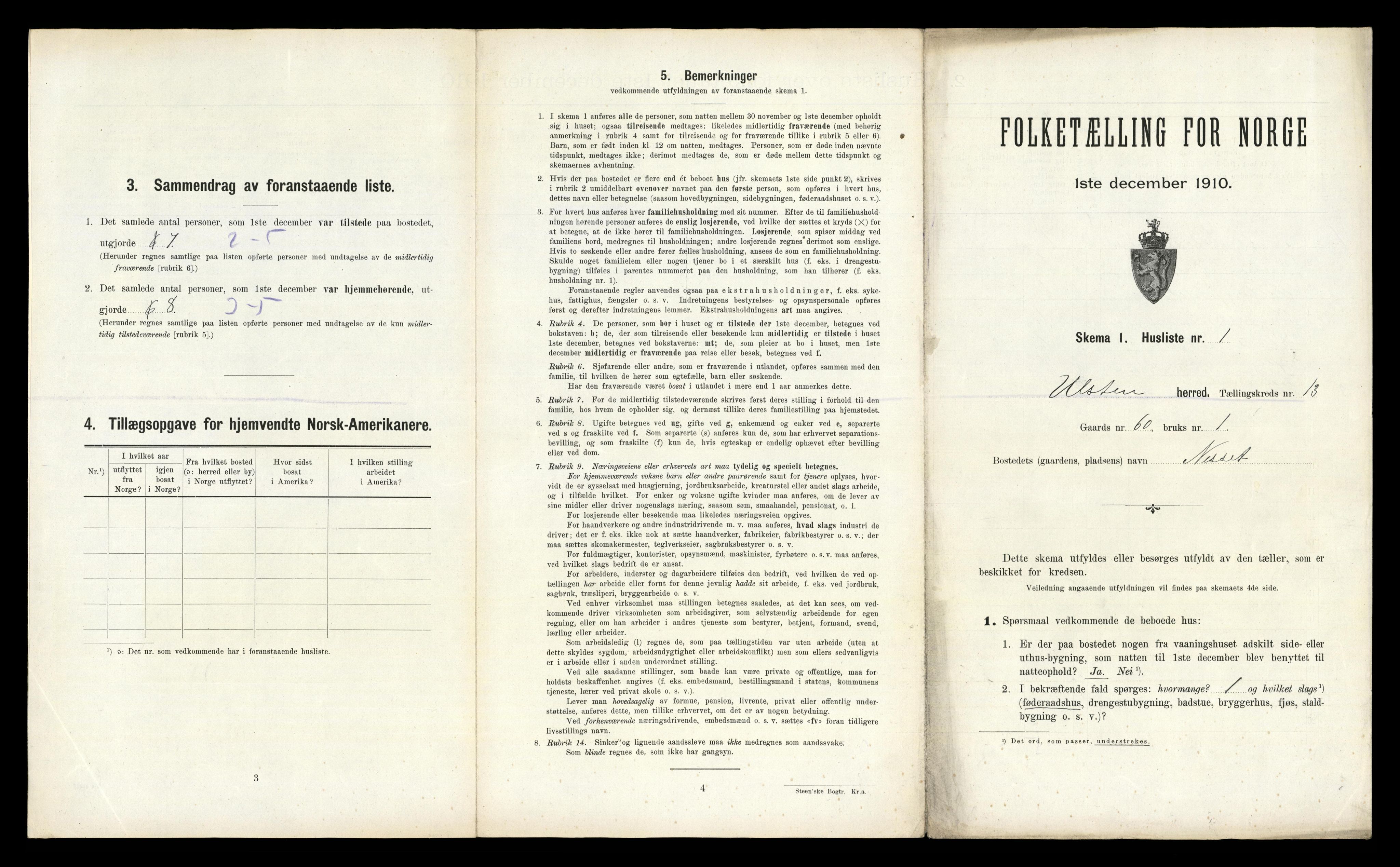 RA, 1910 census for Ulstein, 1910, p. 1126