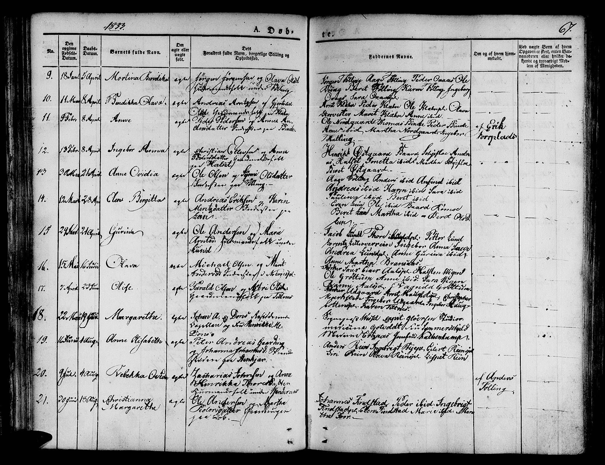 Ministerialprotokoller, klokkerbøker og fødselsregistre - Nord-Trøndelag, SAT/A-1458/746/L0445: Parish register (official) no. 746A04, 1826-1846, p. 67