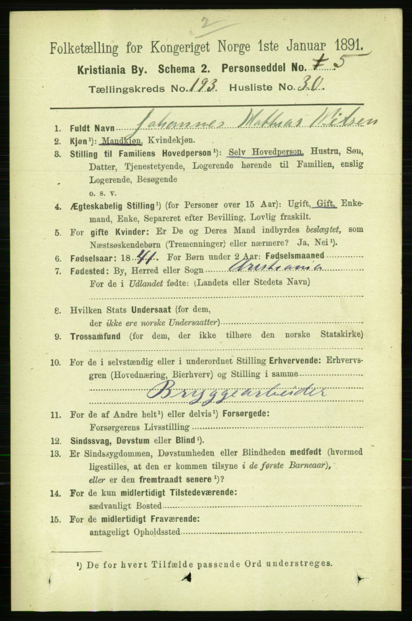 RA, 1891 census for 0301 Kristiania, 1891, p. 116815