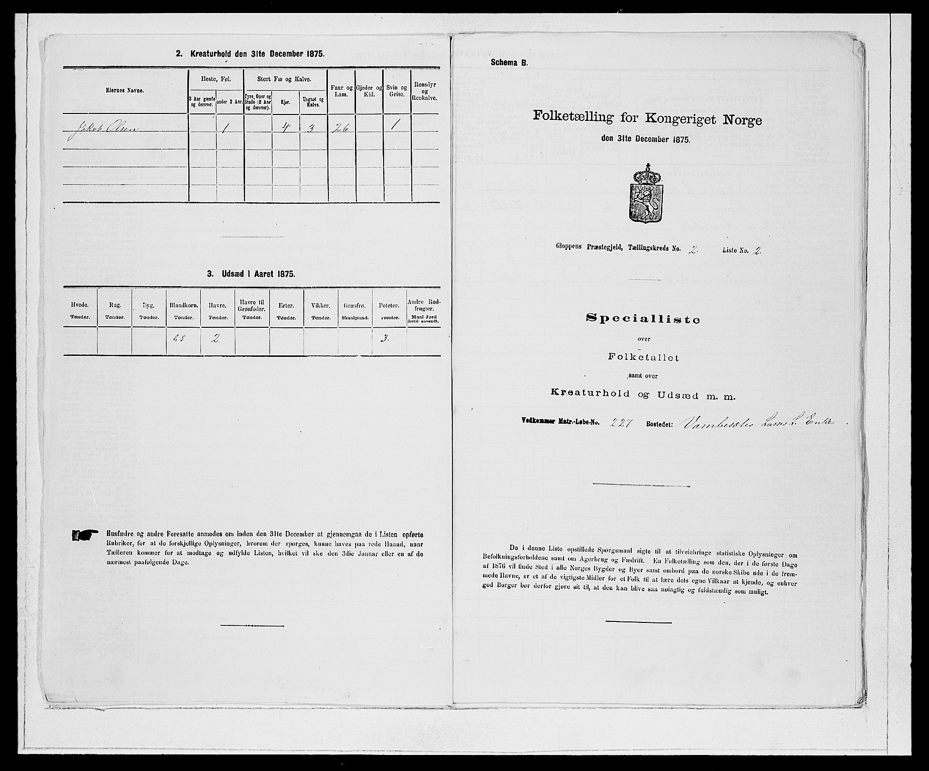 SAB, 1875 Census for 1445P Gloppen, 1875, p. 185