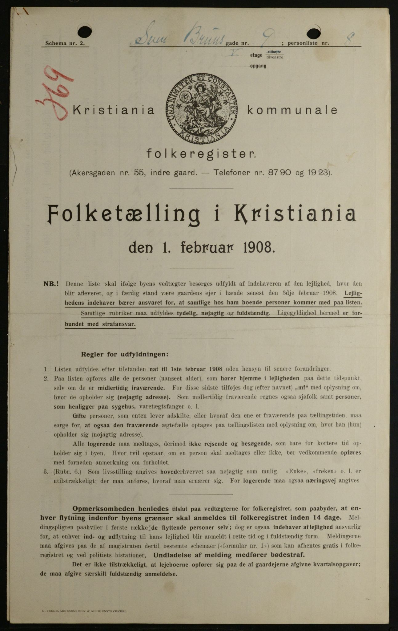 OBA, Municipal Census 1908 for Kristiania, 1908, p. 94294