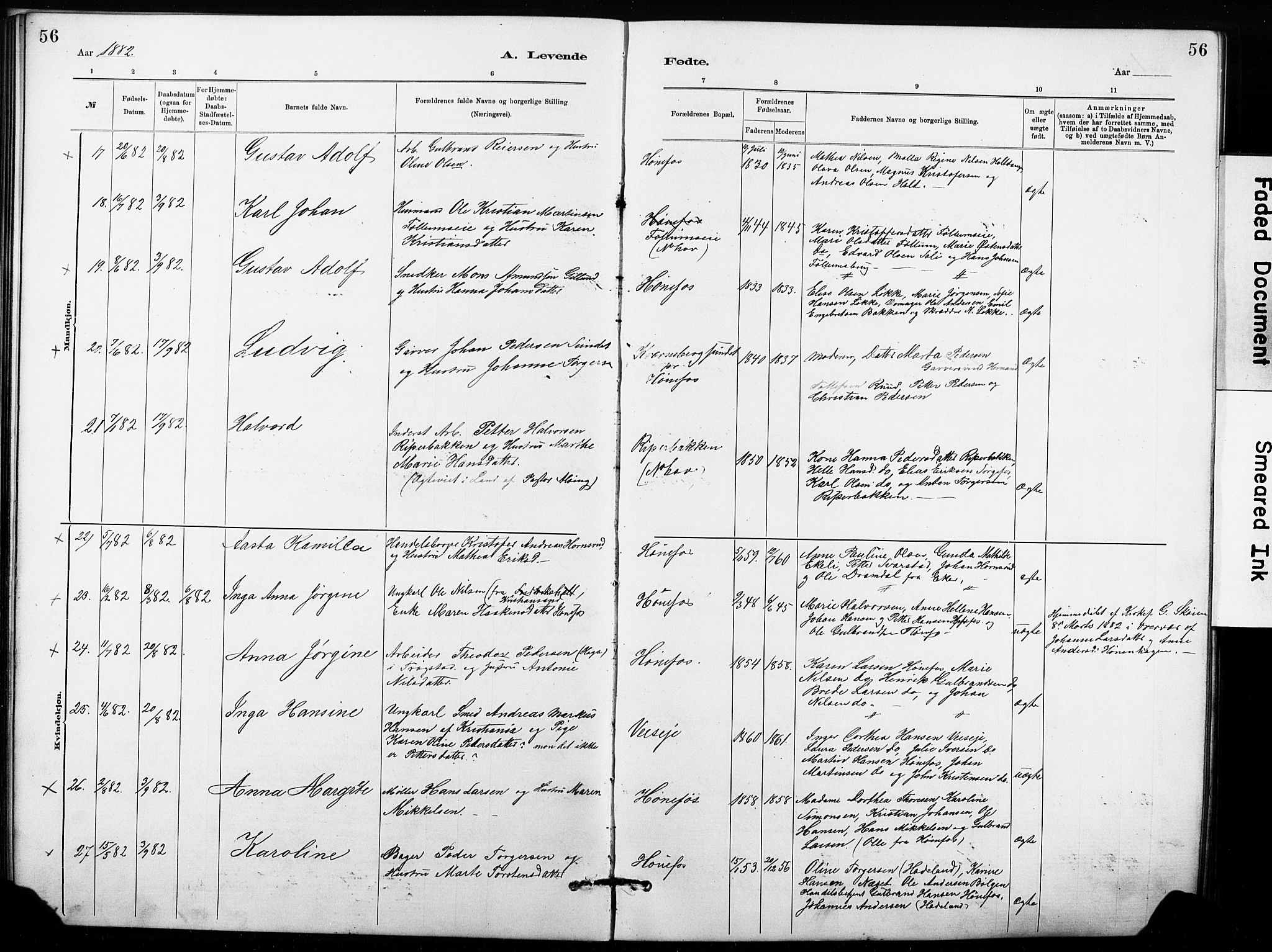 Hønefoss kirkebøker, SAKO/A-609/G/Ga/L0001: Parish register (copy) no. 1, 1870-1887, p. 56