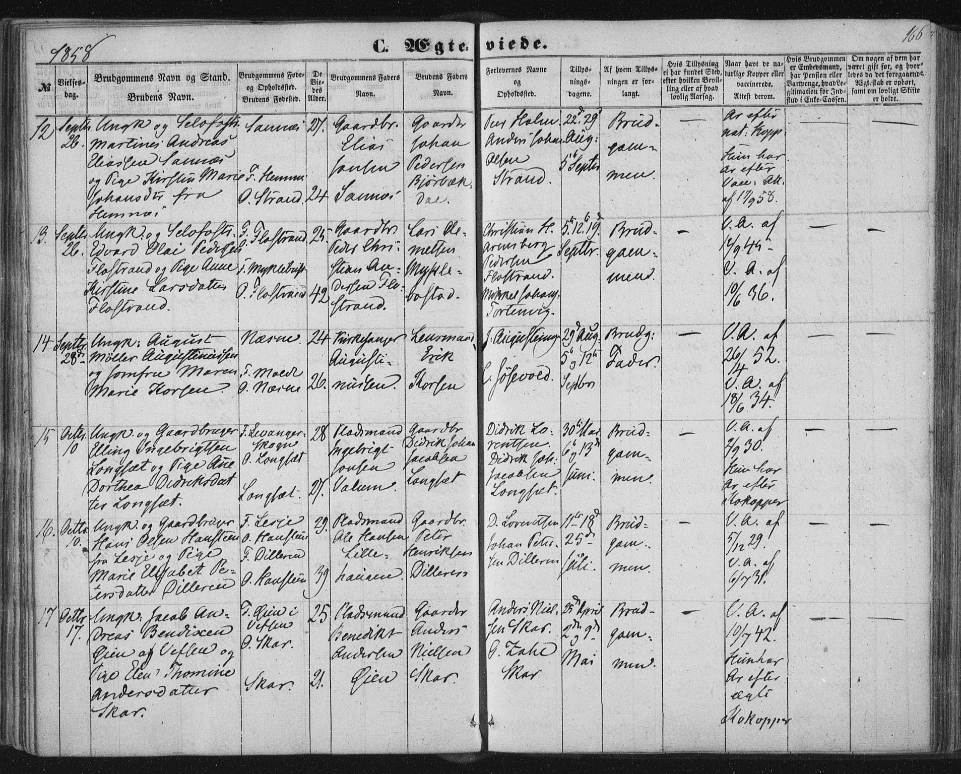 Ministerialprotokoller, klokkerbøker og fødselsregistre - Nordland, AV/SAT-A-1459/838/L0550: Parish register (official) no. 838A08, 1855-1865, p. 166