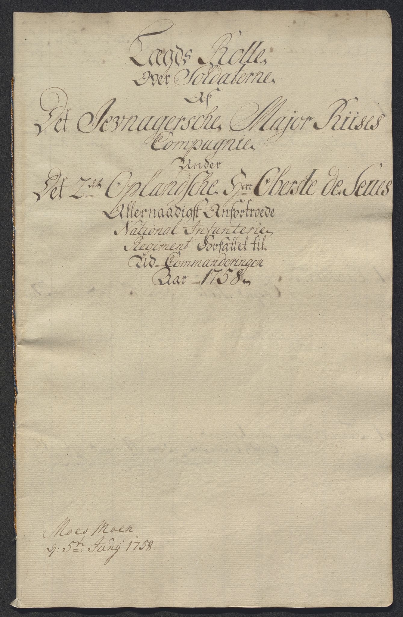 Kommanderende general (KG I) med Det norske krigsdirektorium, AV/RA-EA-5419/E/Ec/L0021: Ruller over nedkommanderte mannskap, 1758-1762, p. 439