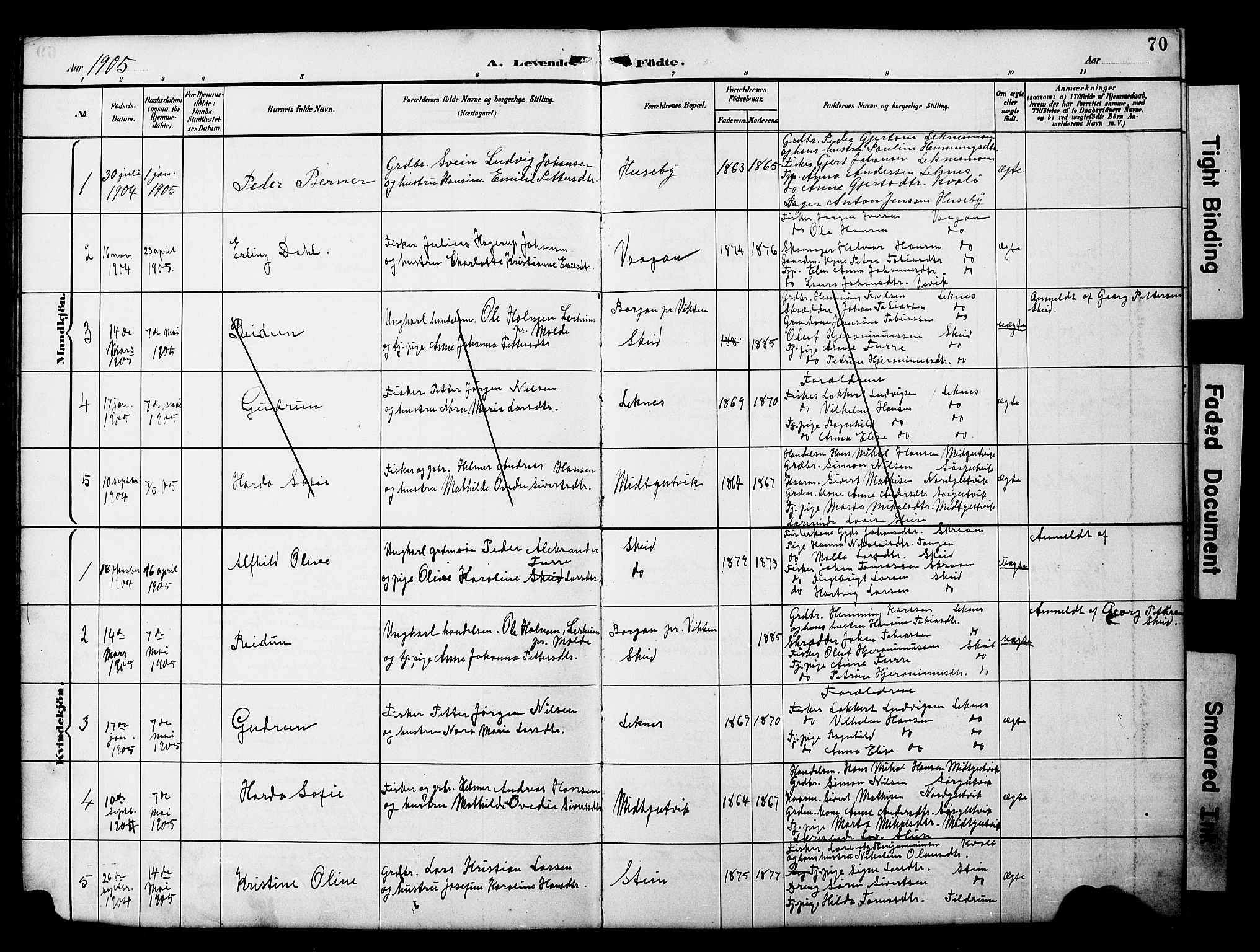 Ministerialprotokoller, klokkerbøker og fødselsregistre - Nord-Trøndelag, SAT/A-1458/788/L0701: Parish register (copy) no. 788C01, 1888-1913, p. 70