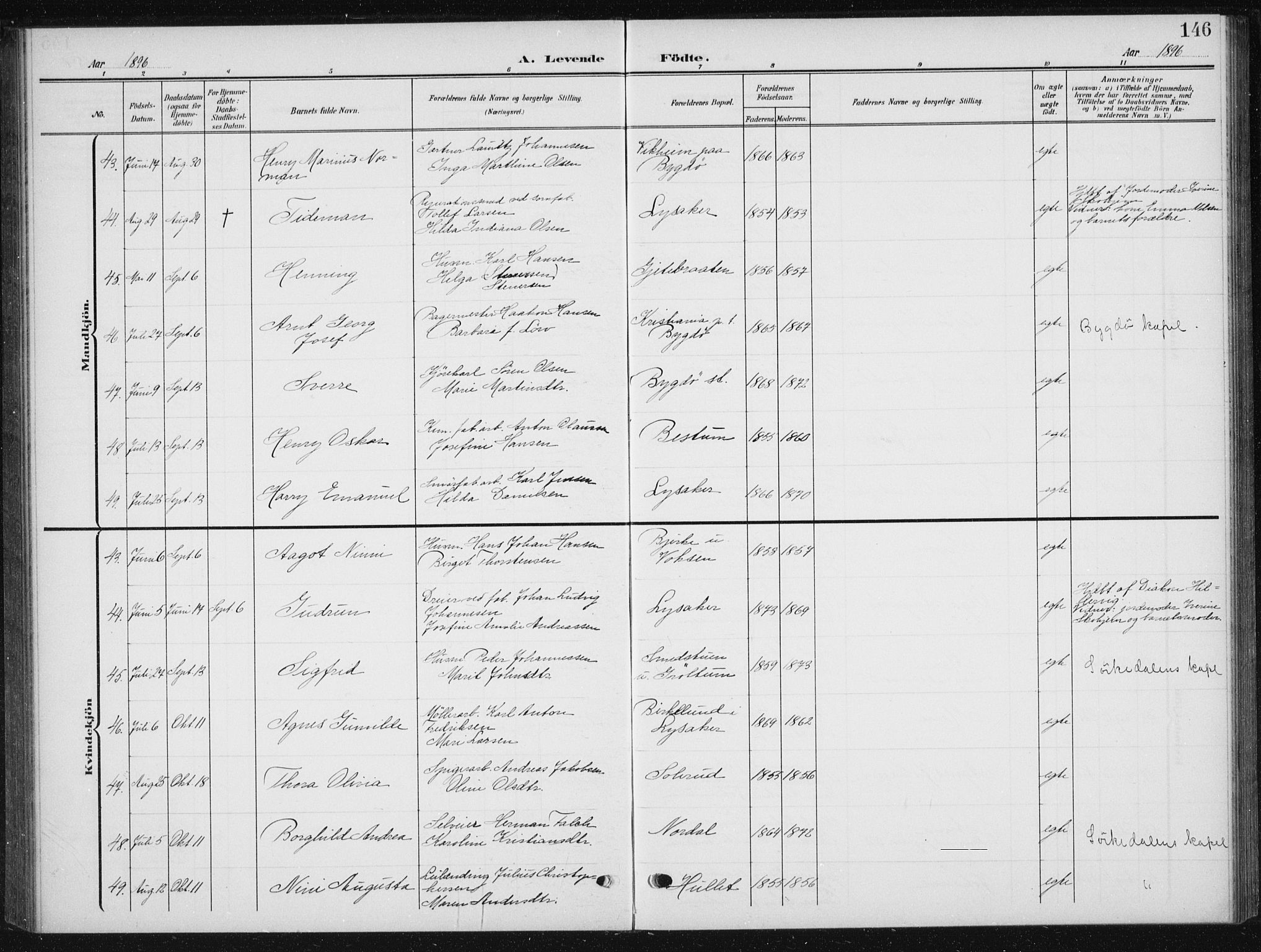 Vestre Aker prestekontor Kirkebøker, AV/SAO-A-10025/F/Fb/L0001: Parish register (official) no. II 1, 1880-1906, p. 146