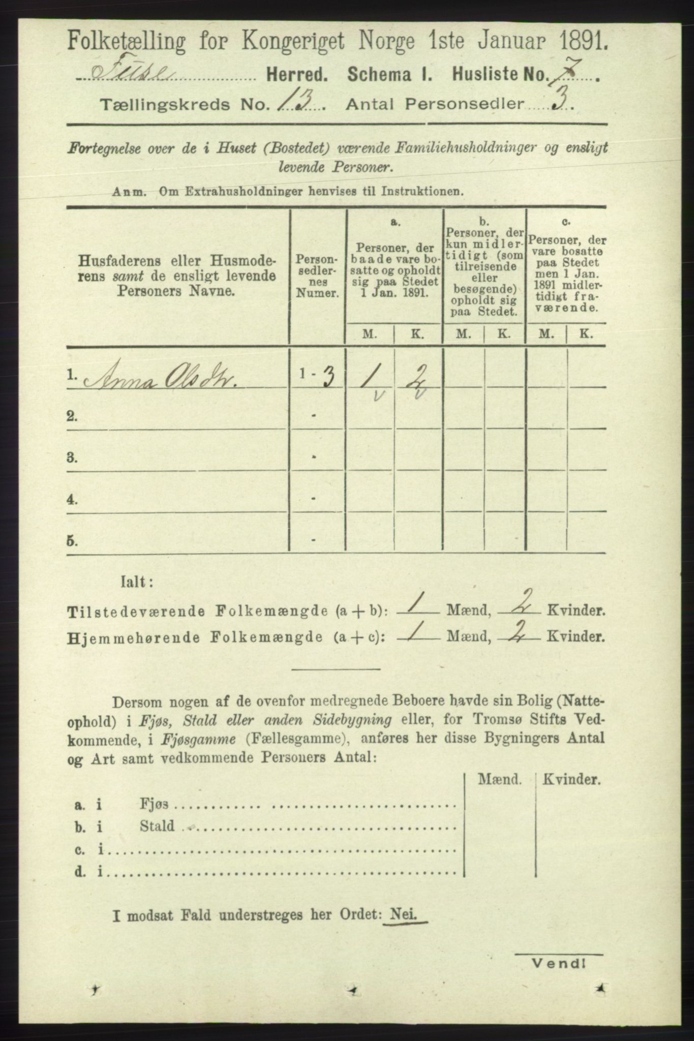 RA, 1891 census for 1241 Fusa, 1891, p. 2798