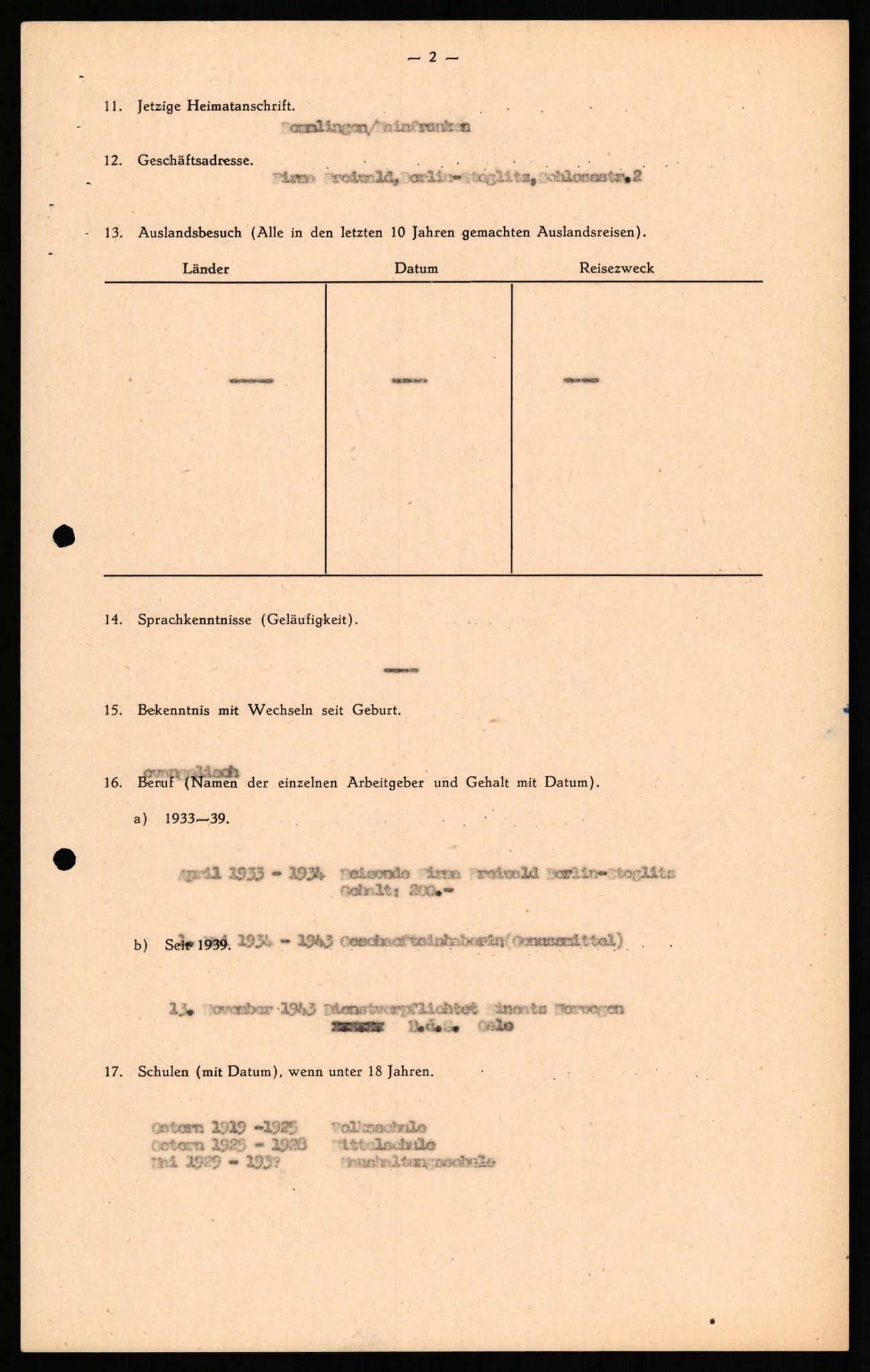Forsvaret, Forsvarets overkommando II, AV/RA-RAFA-3915/D/Db/L0029: CI Questionaires. Tyske okkupasjonsstyrker i Norge. Tyskere., 1945-1946, p. 376