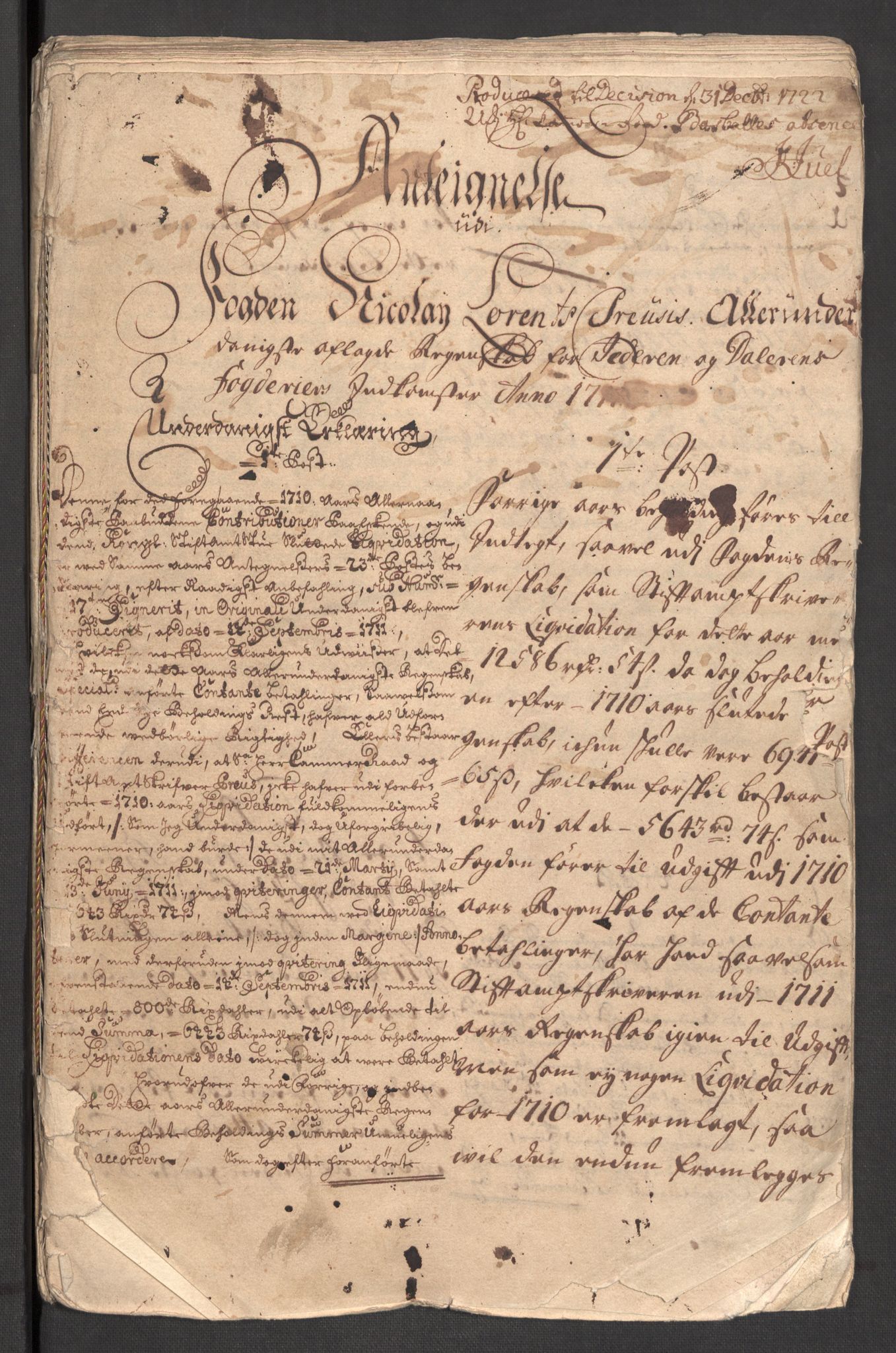 Rentekammeret inntil 1814, Reviderte regnskaper, Fogderegnskap, AV/RA-EA-4092/R46/L2736: Fogderegnskap Jæren og Dalane, 1711, p. 4