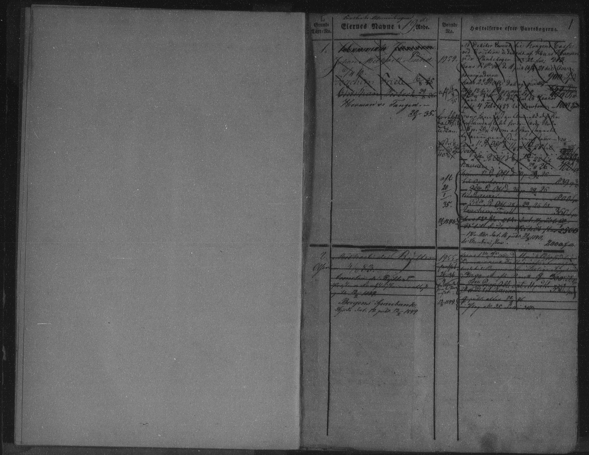 Byfogd og Byskriver i Bergen, SAB/A-3401/03/03AdB/L0004: Mortgage register no. A.d.B.4, 1820-1850, p. 1