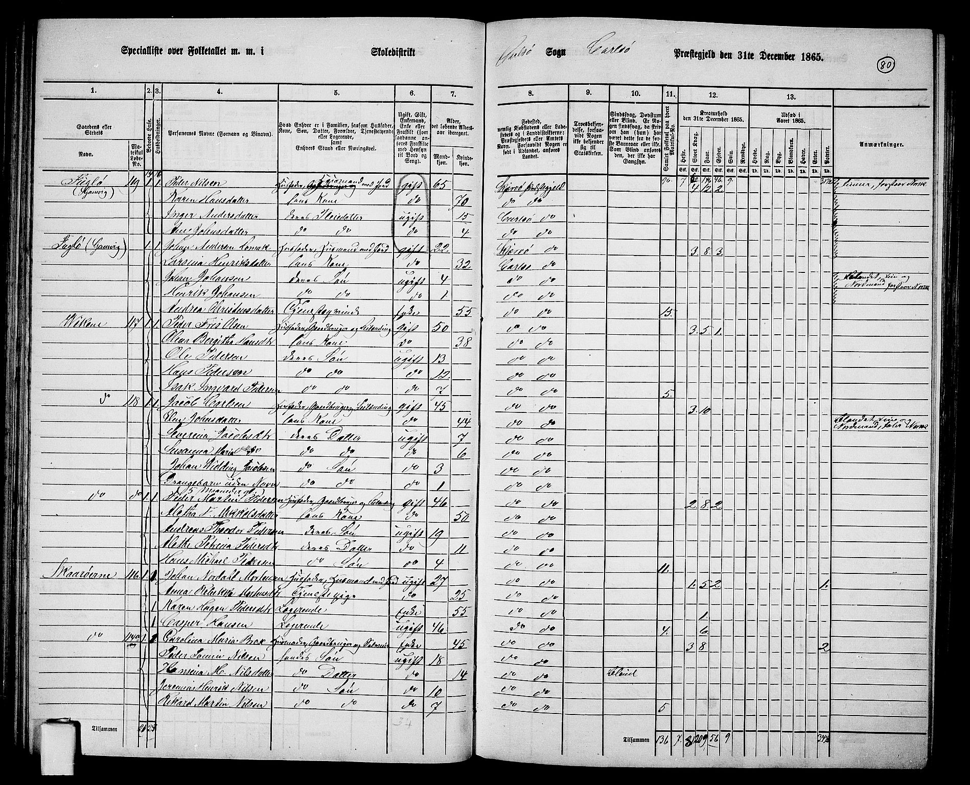 RA, 1865 census for Karlsøy, 1865, p. 80