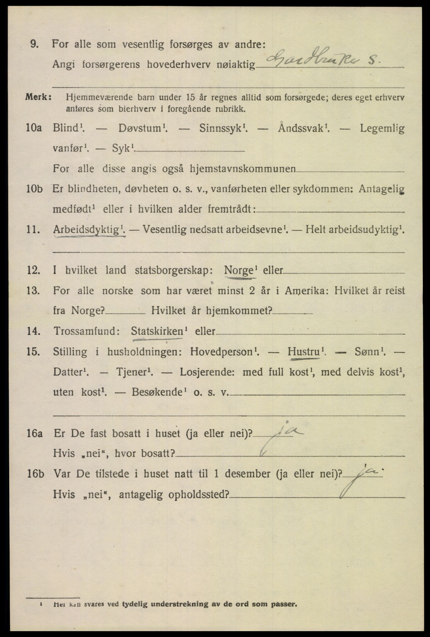 SAK, 1920 census for Gyland, 1920, p. 1005