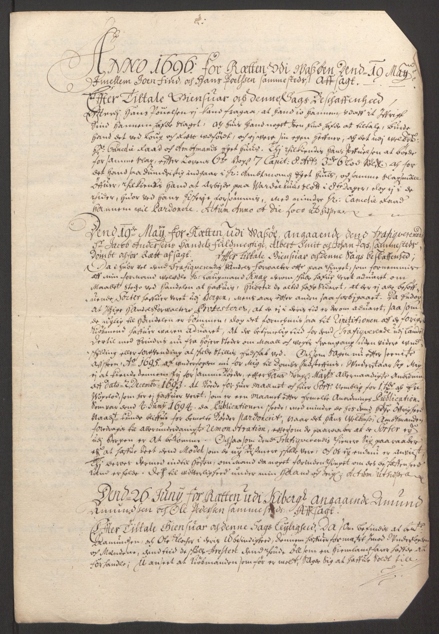 Rentekammeret inntil 1814, Reviderte regnskaper, Fogderegnskap, AV/RA-EA-4092/R69/L4851: Fogderegnskap Finnmark/Vardøhus, 1691-1700, p. 269