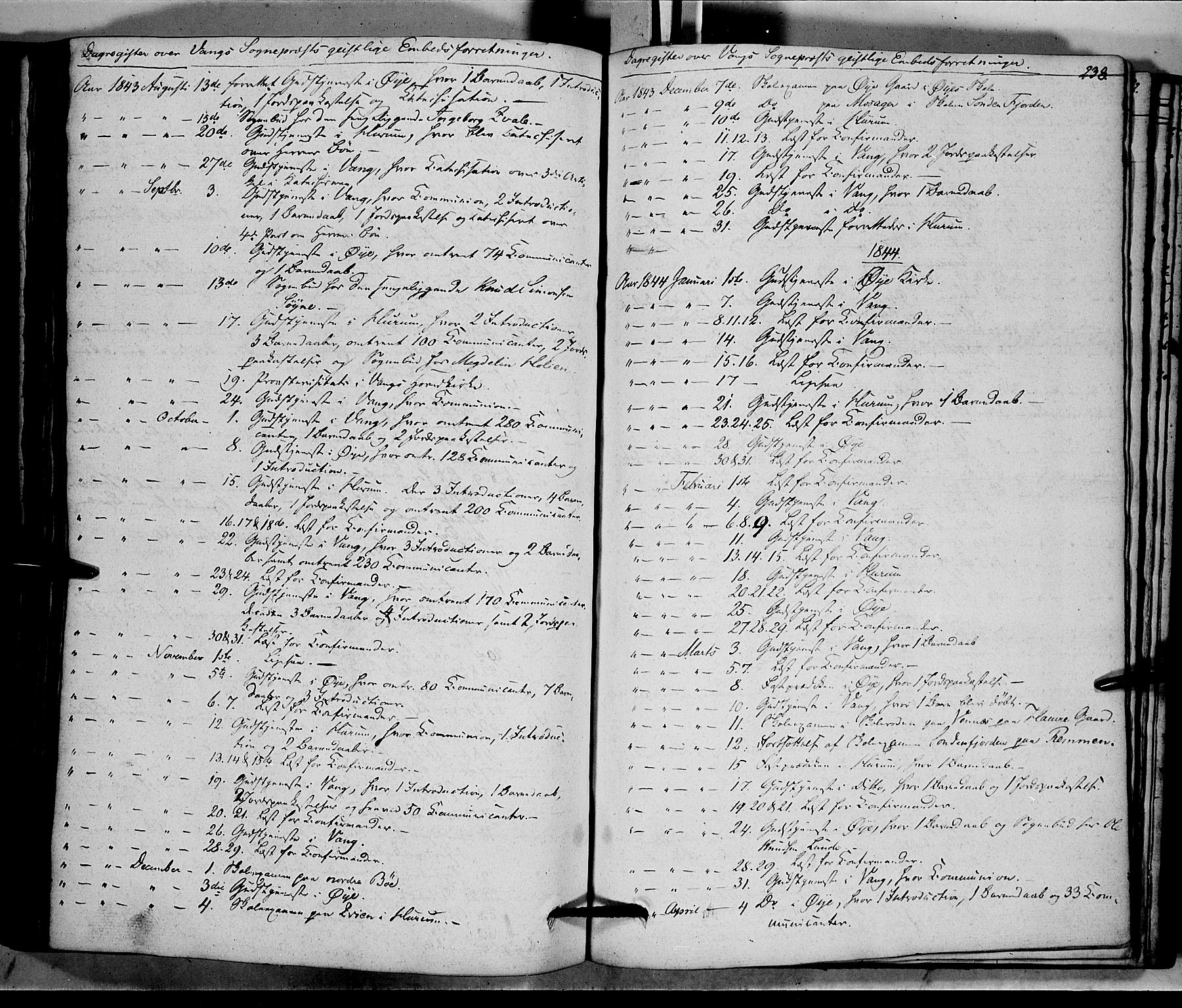 Vang prestekontor, Valdres, SAH/PREST-140/H/Ha/L0005: Parish register (official) no. 5, 1831-1845, p. 238