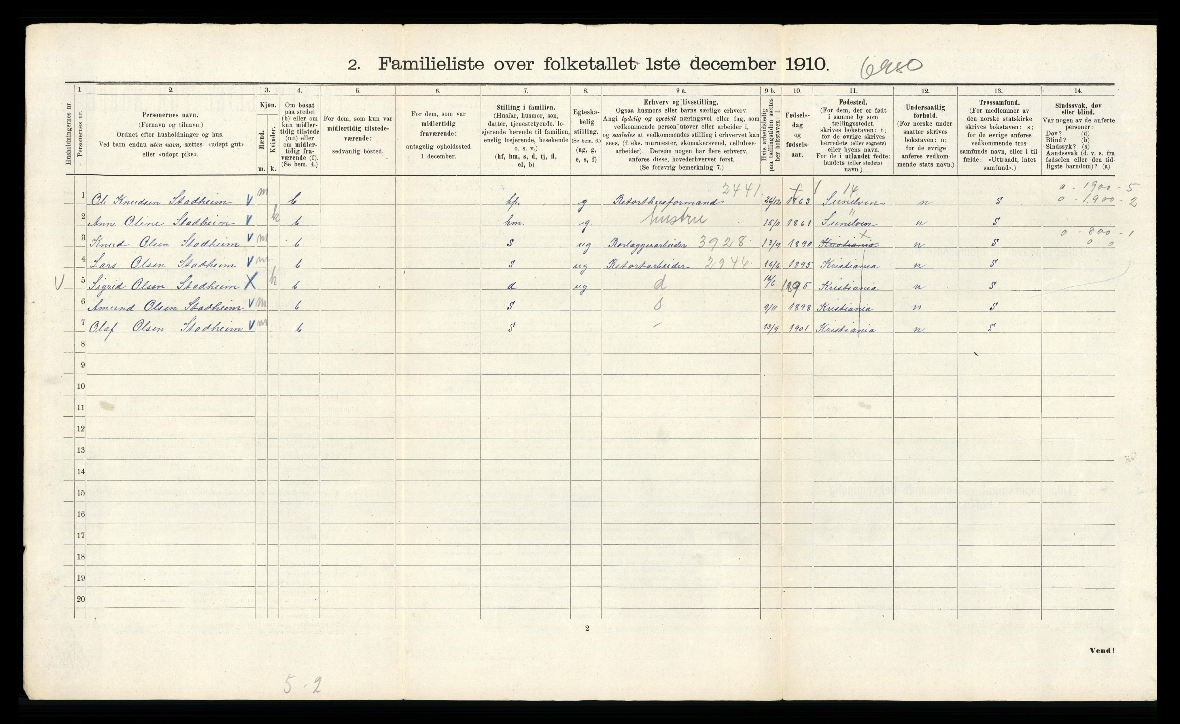 RA, 1910 census for Kristiania, 1910, p. 56448