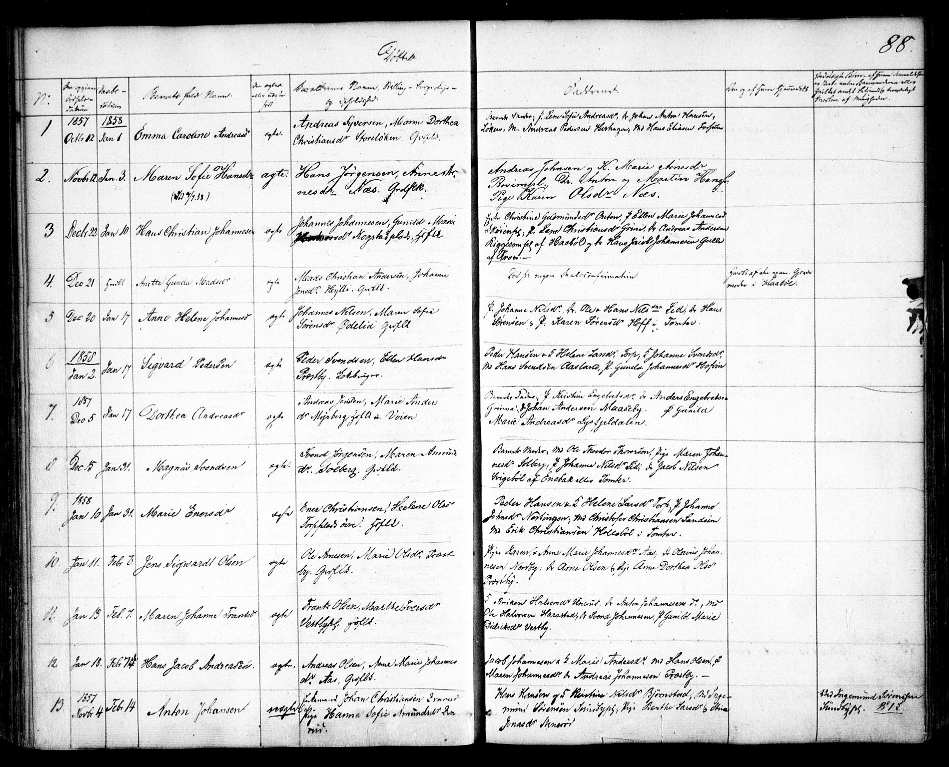 Spydeberg prestekontor Kirkebøker, SAO/A-10924/F/Fa/L0005: Parish register (official) no. I 5, 1842-1862, p. 88