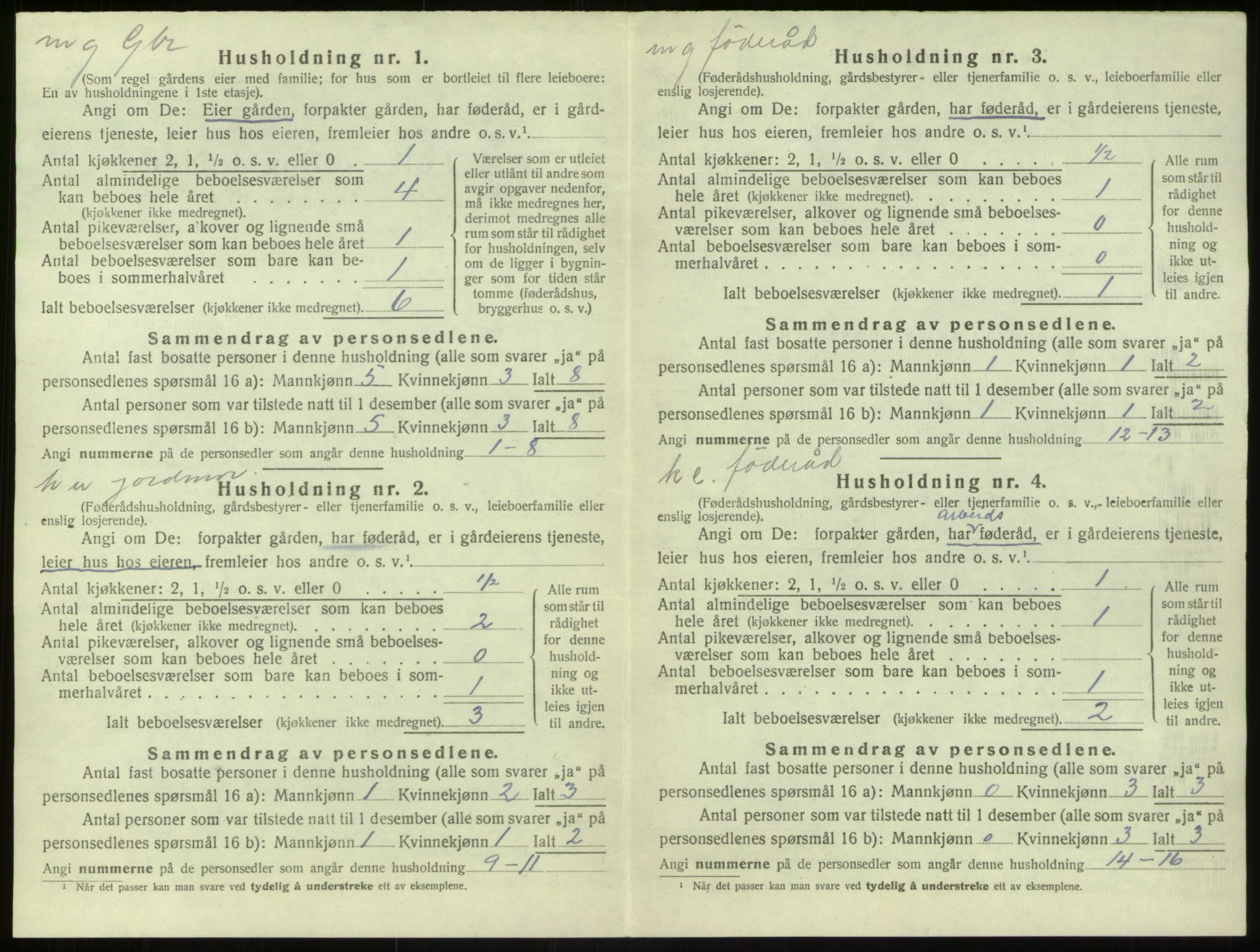 SAB, 1920 census for Modalen, 1920, p. 215