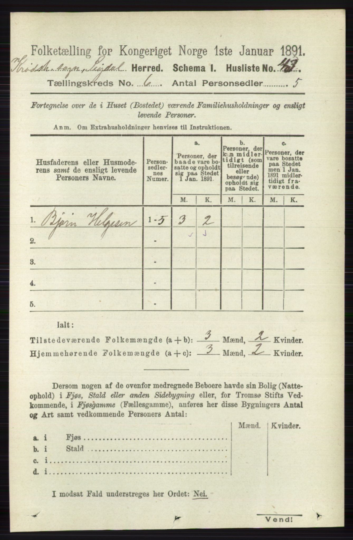 RA, 1891 census for 0621 Sigdal, 1891, p. 6622