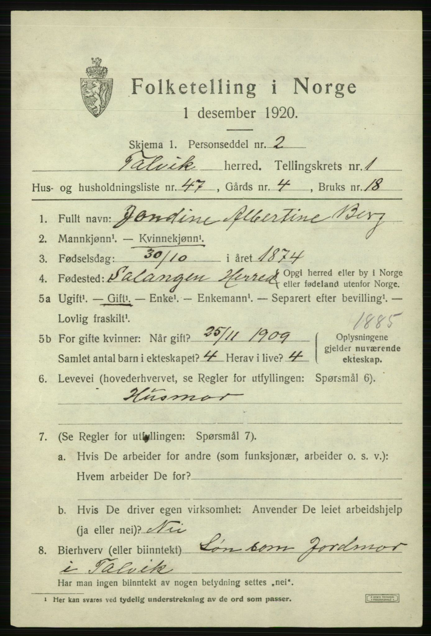 SATØ, 1920 census for Talvik, 1920, p. 1526