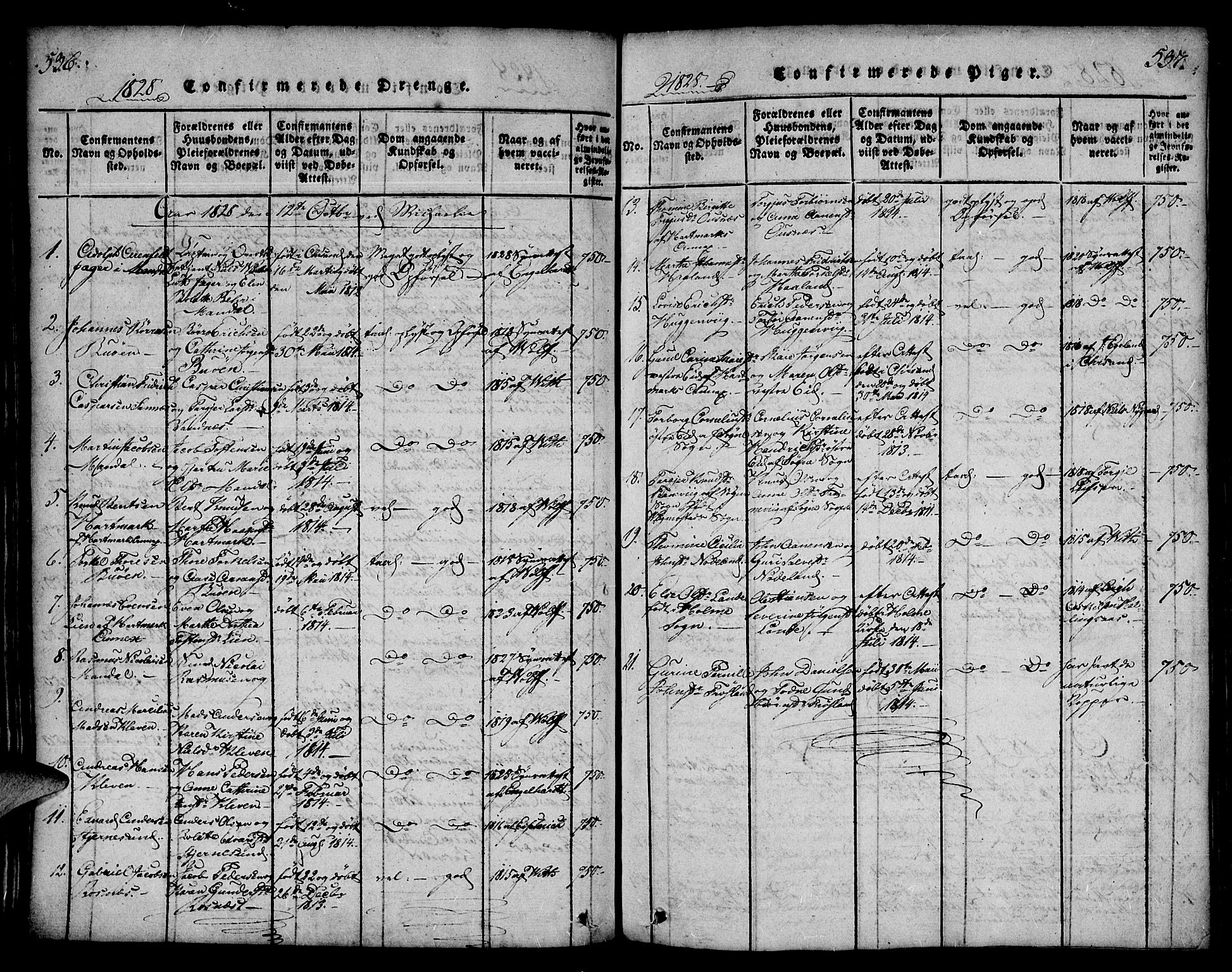 Mandal sokneprestkontor, AV/SAK-1111-0030/F/Fa/Faa/L0010: Parish register (official) no. A 10, 1817-1830, p. 536-537