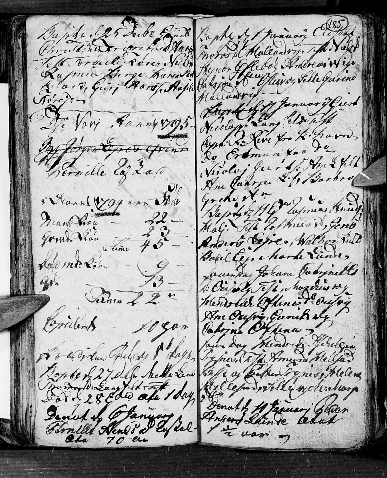 Søgne sokneprestkontor, SAK/1111-0037/F/Fb/Fbb/L0001: Parish register (copy) no. B 1, 1779-1802, p. 185