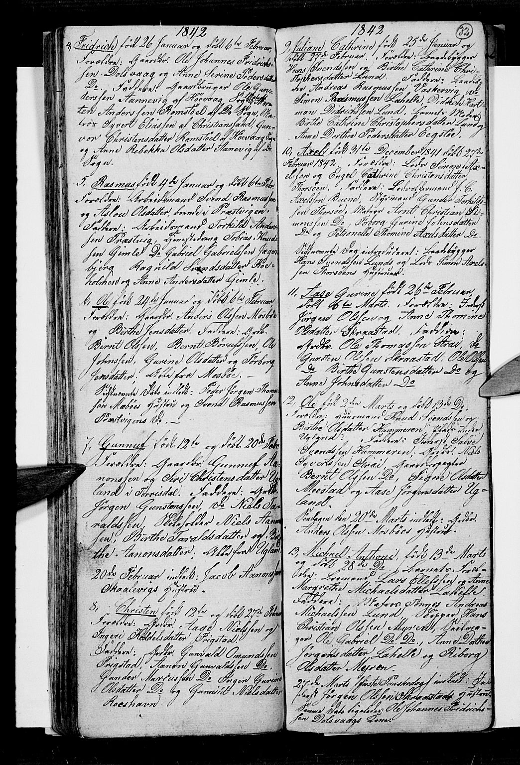 Oddernes sokneprestkontor, SAK/1111-0033/F/Fb/Fba/L0004: Parish register (copy) no. B 4, 1837-1846, p. 32