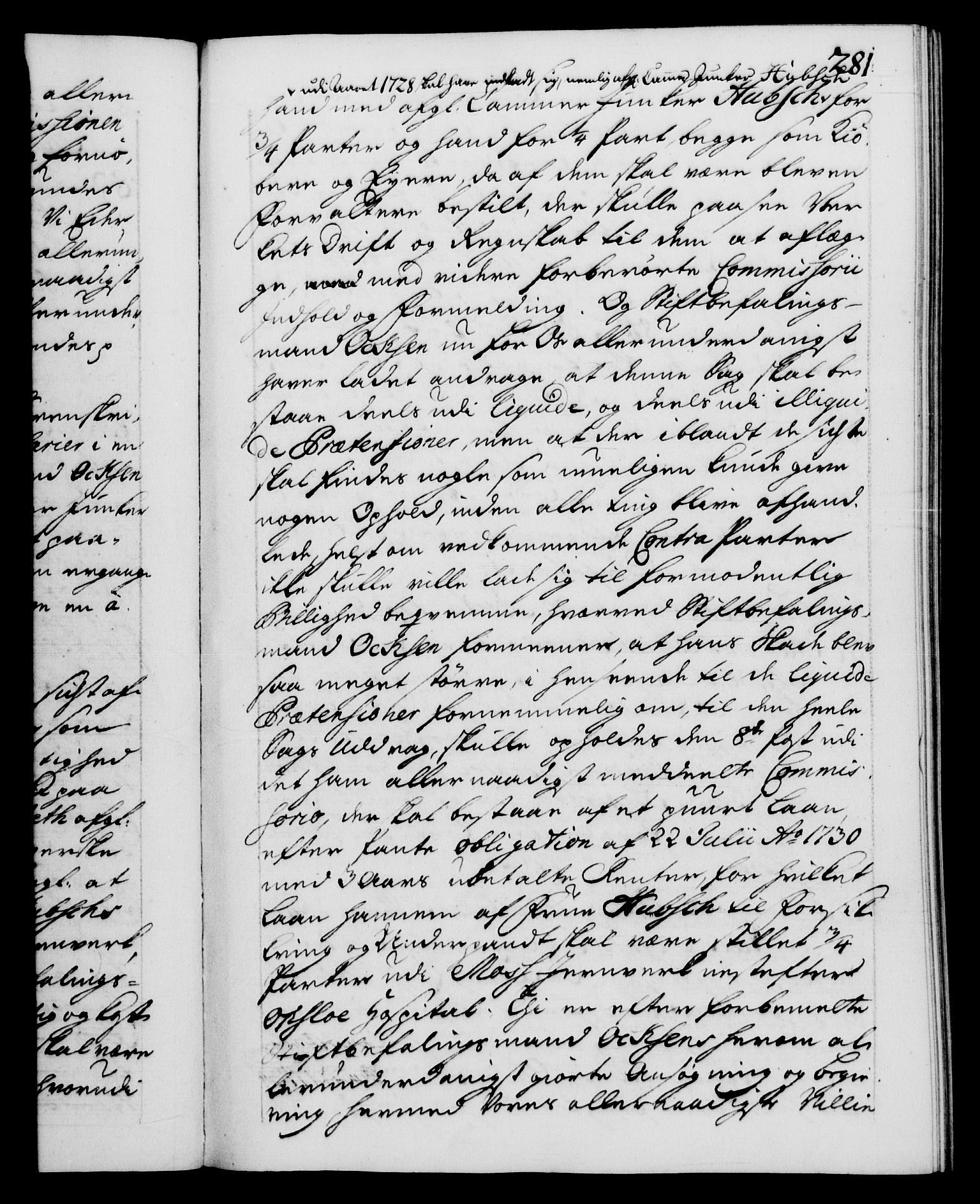 Danske Kanselli 1572-1799, AV/RA-EA-3023/F/Fc/Fca/Fcab/L0028: Norske tegnelser, 1738-1740, p. 281a