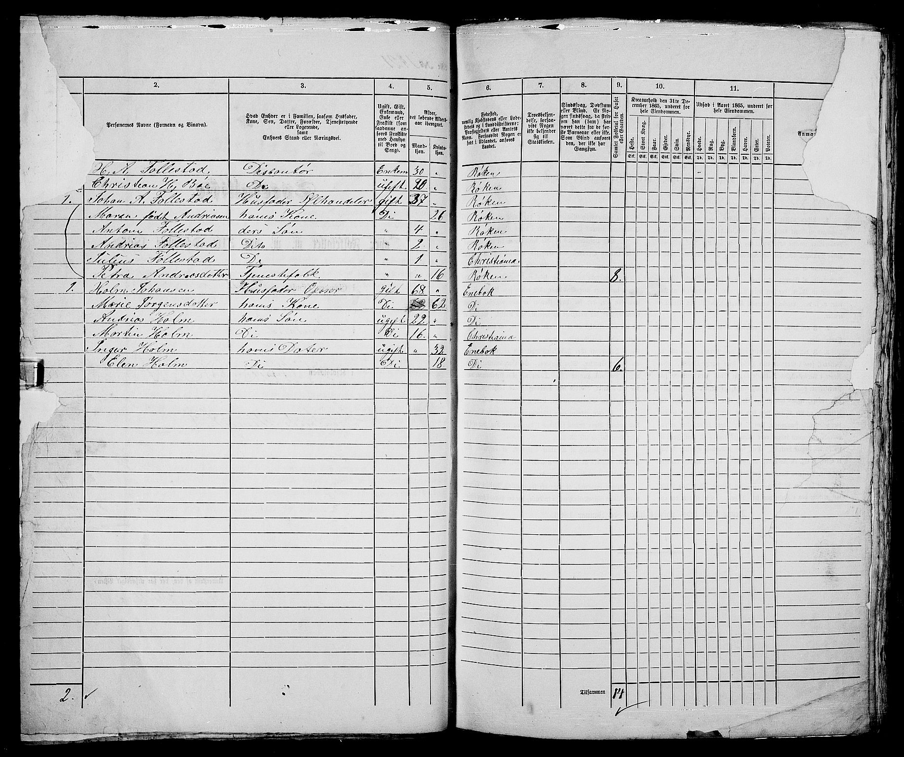 RA, 1865 census for Kristiania, 1865, p. 3231