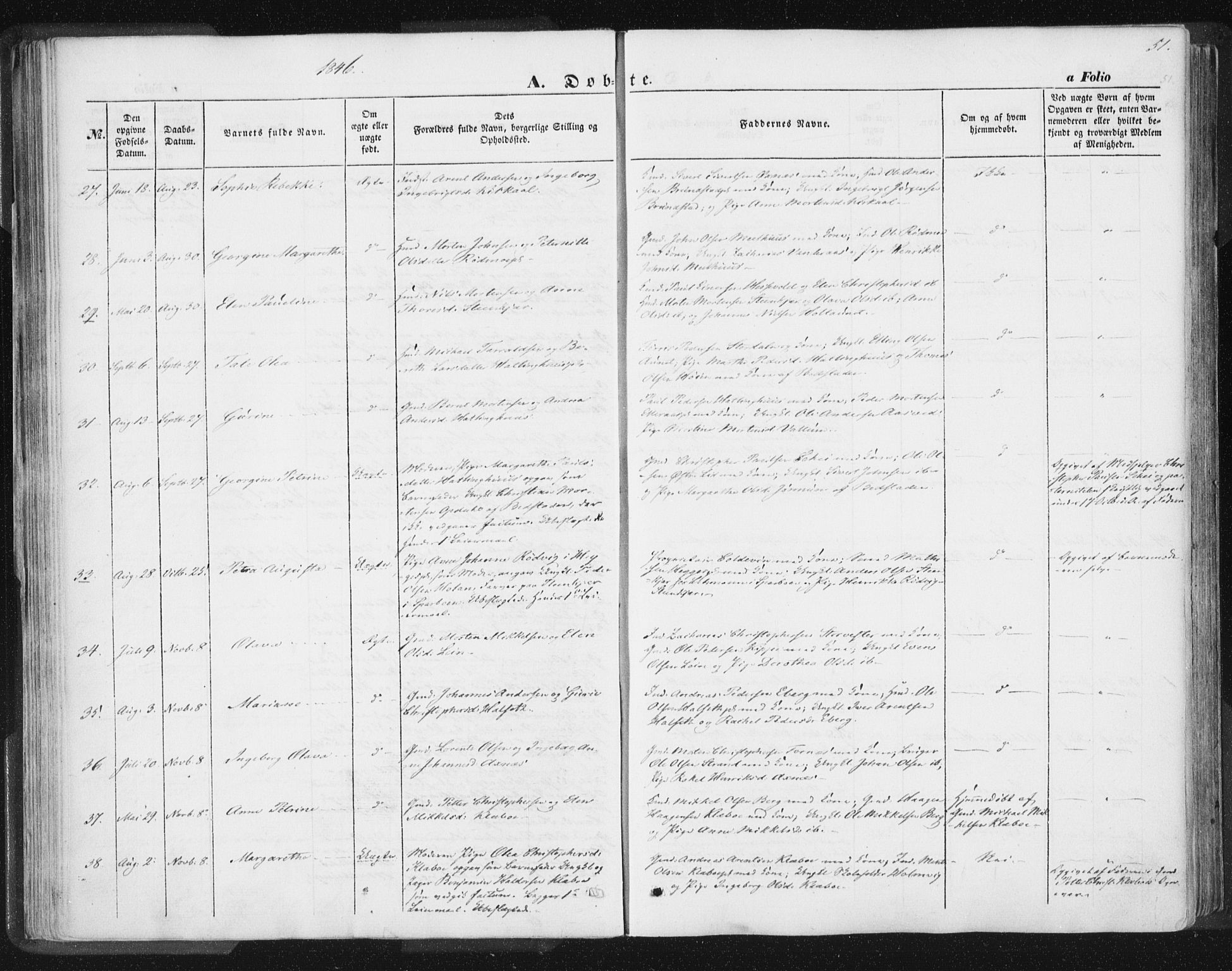 Ministerialprotokoller, klokkerbøker og fødselsregistre - Nord-Trøndelag, SAT/A-1458/746/L0446: Parish register (official) no. 746A05, 1846-1859, p. 51