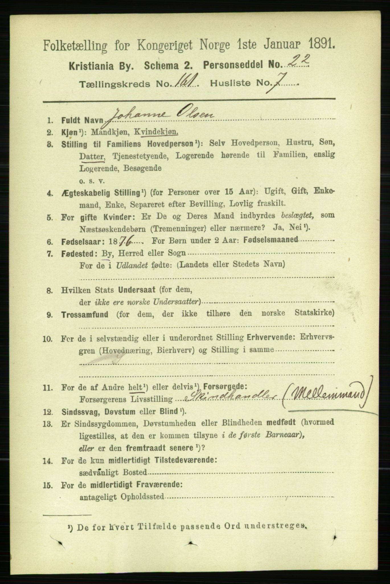 RA, 1891 census for 0301 Kristiania, 1891, p. 91742