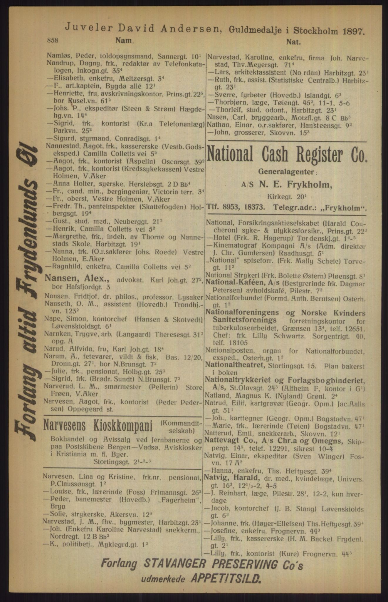 Kristiania/Oslo adressebok, PUBL/-, 1915, p. 858