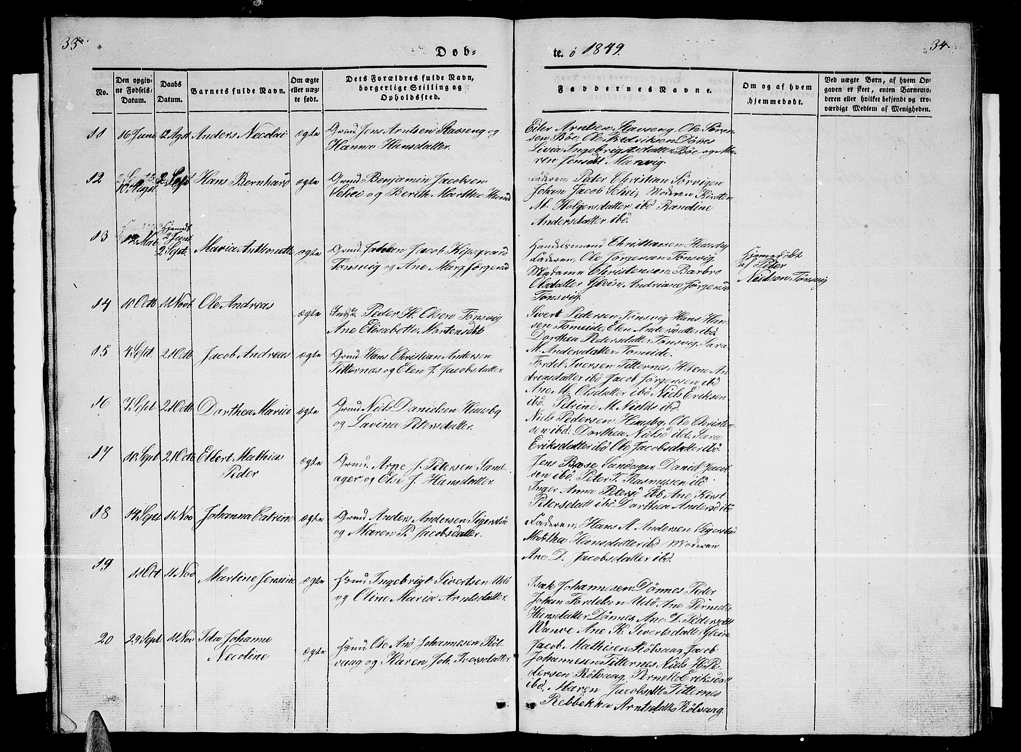 Ministerialprotokoller, klokkerbøker og fødselsregistre - Nordland, SAT/A-1459/835/L0530: Parish register (copy) no. 835C02, 1842-1865, p. 33-34